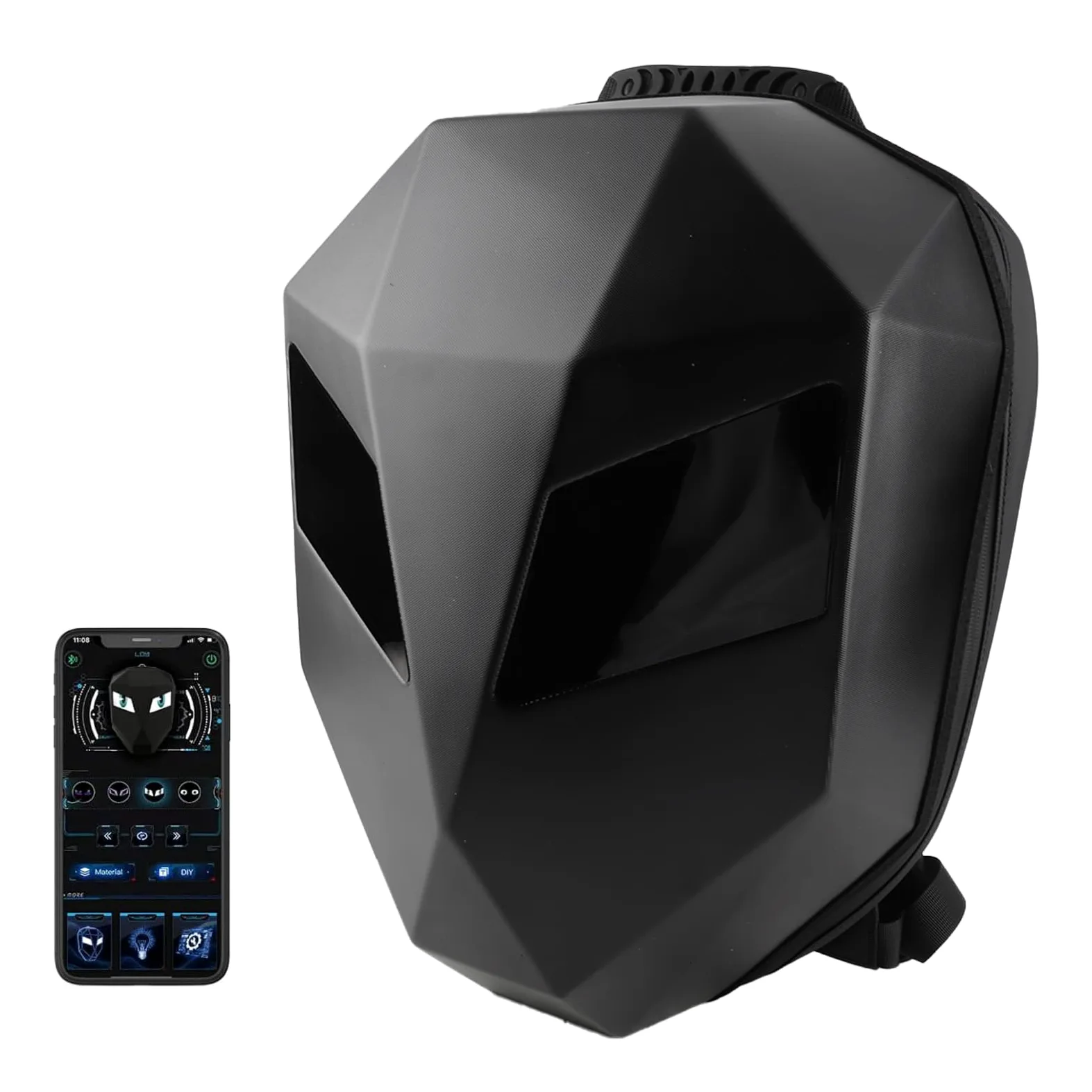 Marhynchus Zaino LED con Controllo APP Zaino Programmabile per Laptop da Moto con Schermo a Colori 48x48 Programmabile con Guscio Rigido Impermeabile Alimentato Tramite USB per Viaggi in