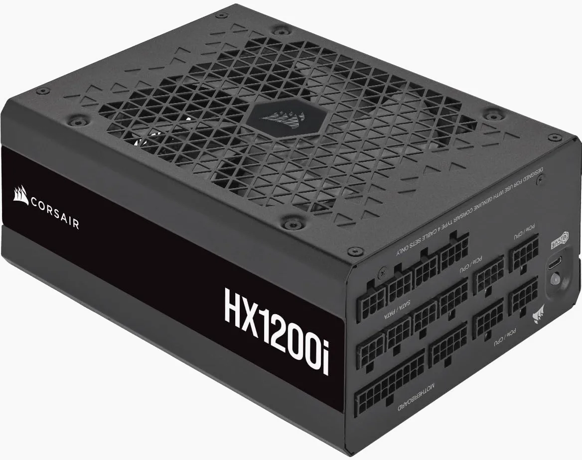 CORSAIR HX1200i Interamente Modulare Ultra-Silenzioso Alimentatore - Compatibilità con Standard ATX 3.0 e PCIe 5.0 - Ventola con Cuscinetto Fluidodinamico - CORSAIR iCUE - 80 PLUS Platinum - Nero