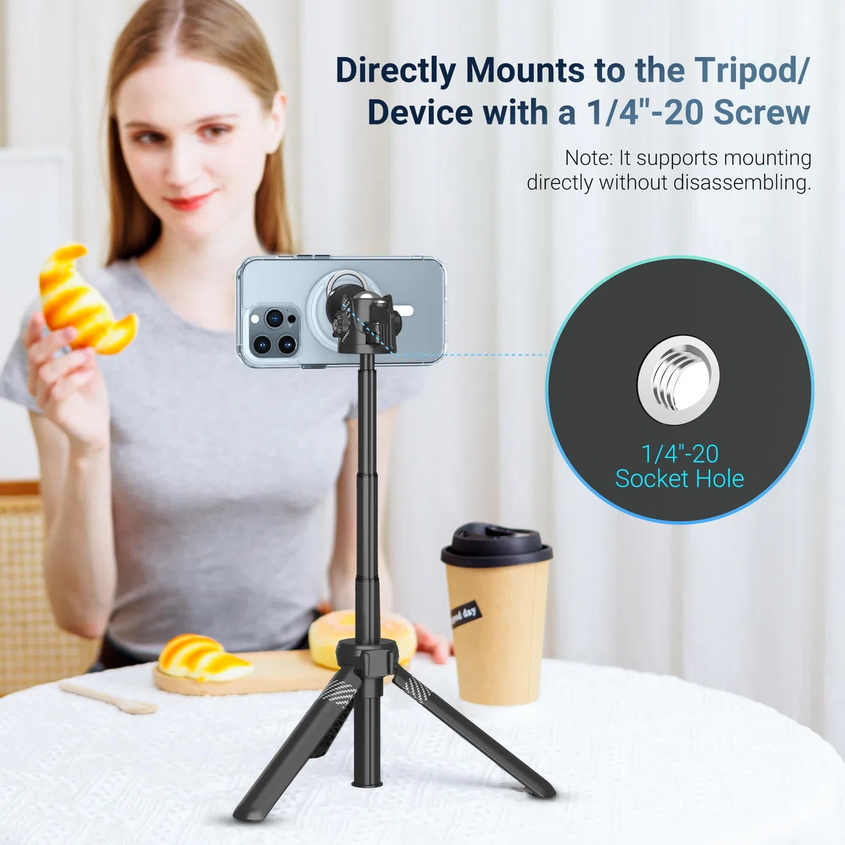 PROfezzion Supporto Porta Fotocamera Continuity in Metallo con per Notebook Mac Macbook Pro Air Compatibile con iPhone 17 16 15 14 13 12 Pro Max, Trasforma il tuo iPhone in una Webcam - Blu