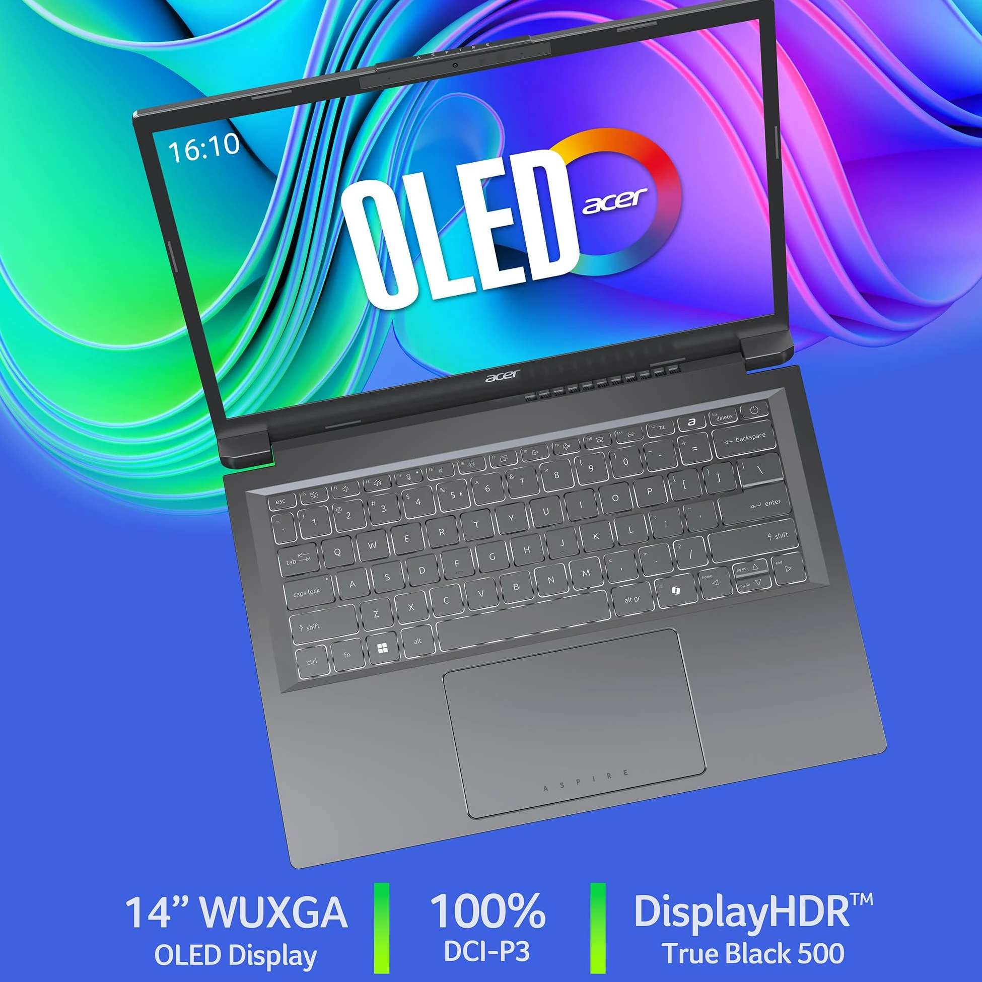 Acer Aspire 14 AI Laptop | Display 14” WUXGA OLED | Intel Core Ultra 7-256V | 16 GB RAM | 512 GB SSD | Copilot+ PC | Windows 11 | QWERTY | PC Portatile IA