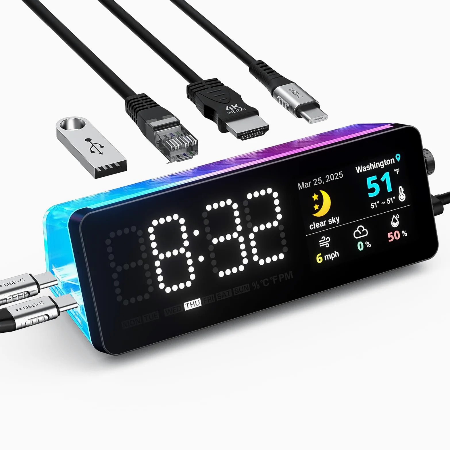 LTC DS071P Docking Station, RGB, HDMI, Nero, con Pannello di Controllo