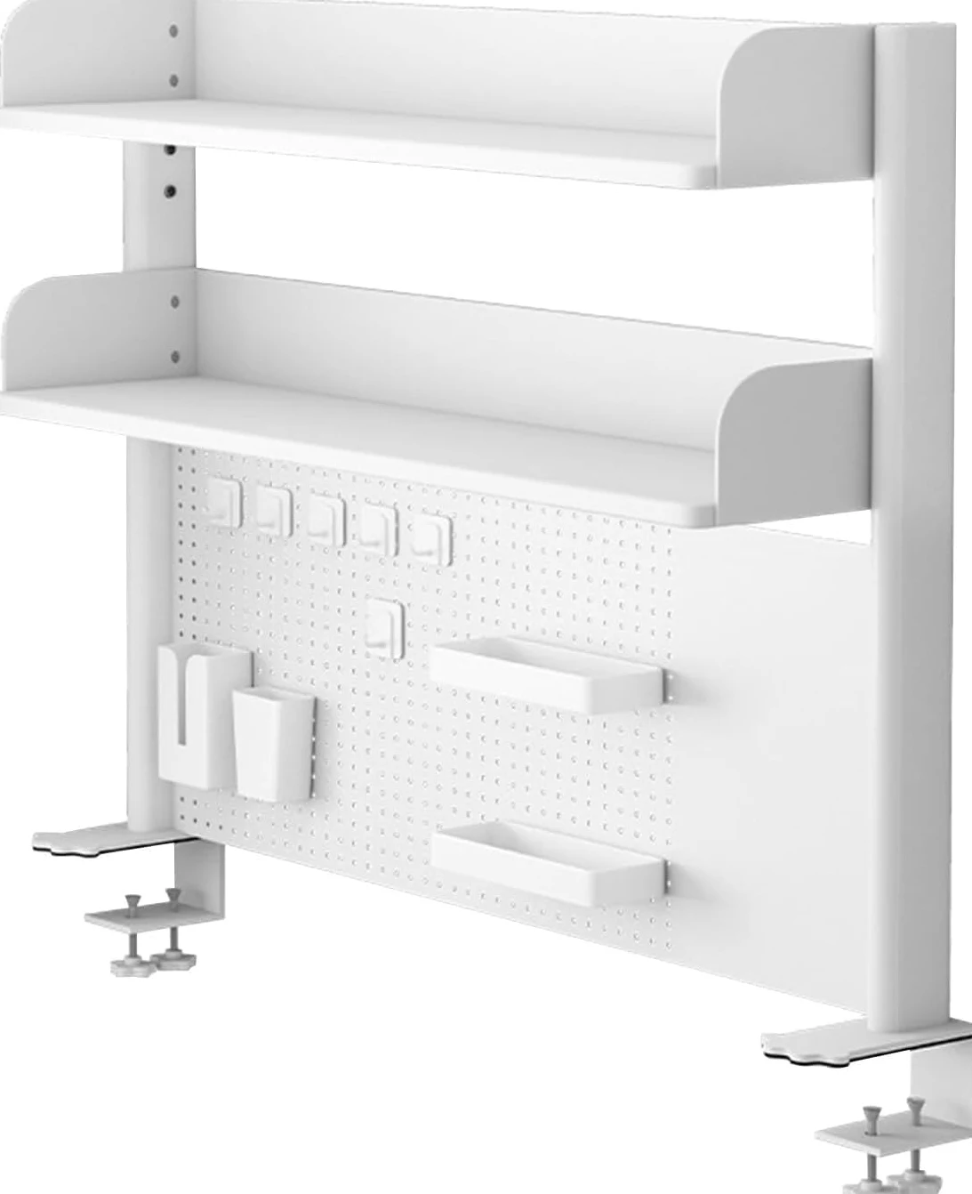 Generico Mensola portaoggetti da scrivania con Morsetto - Postazione di Lavoro con Pannello Forato per Ufficio/Gioco - Sistema di scaffalatura da scrivania con Pannello per la Privacy - Estensione da