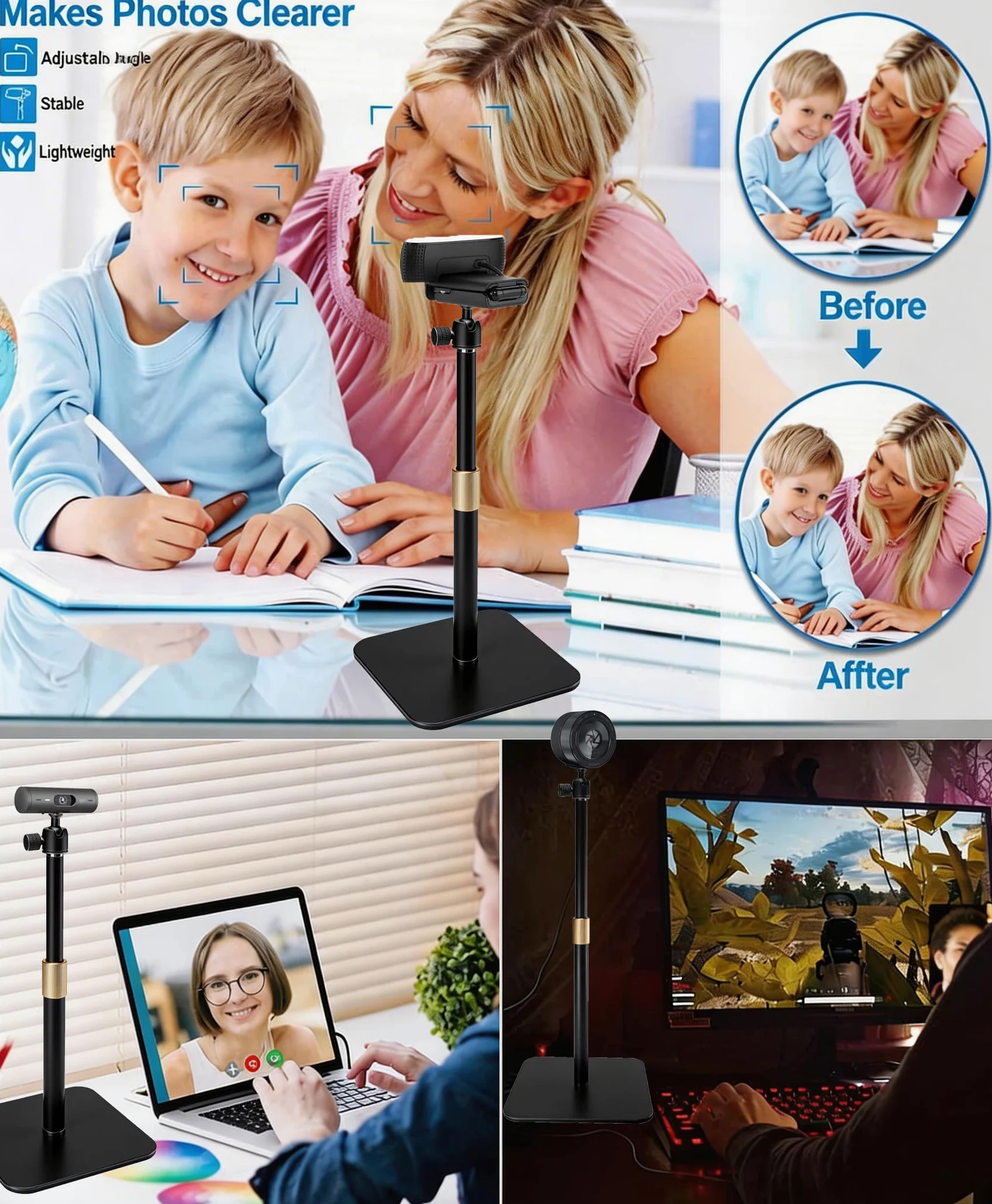 Supporto da tavolo per webcam Logitech MX Brio 4K, Brio 4K, Brio 500, C920s, C920