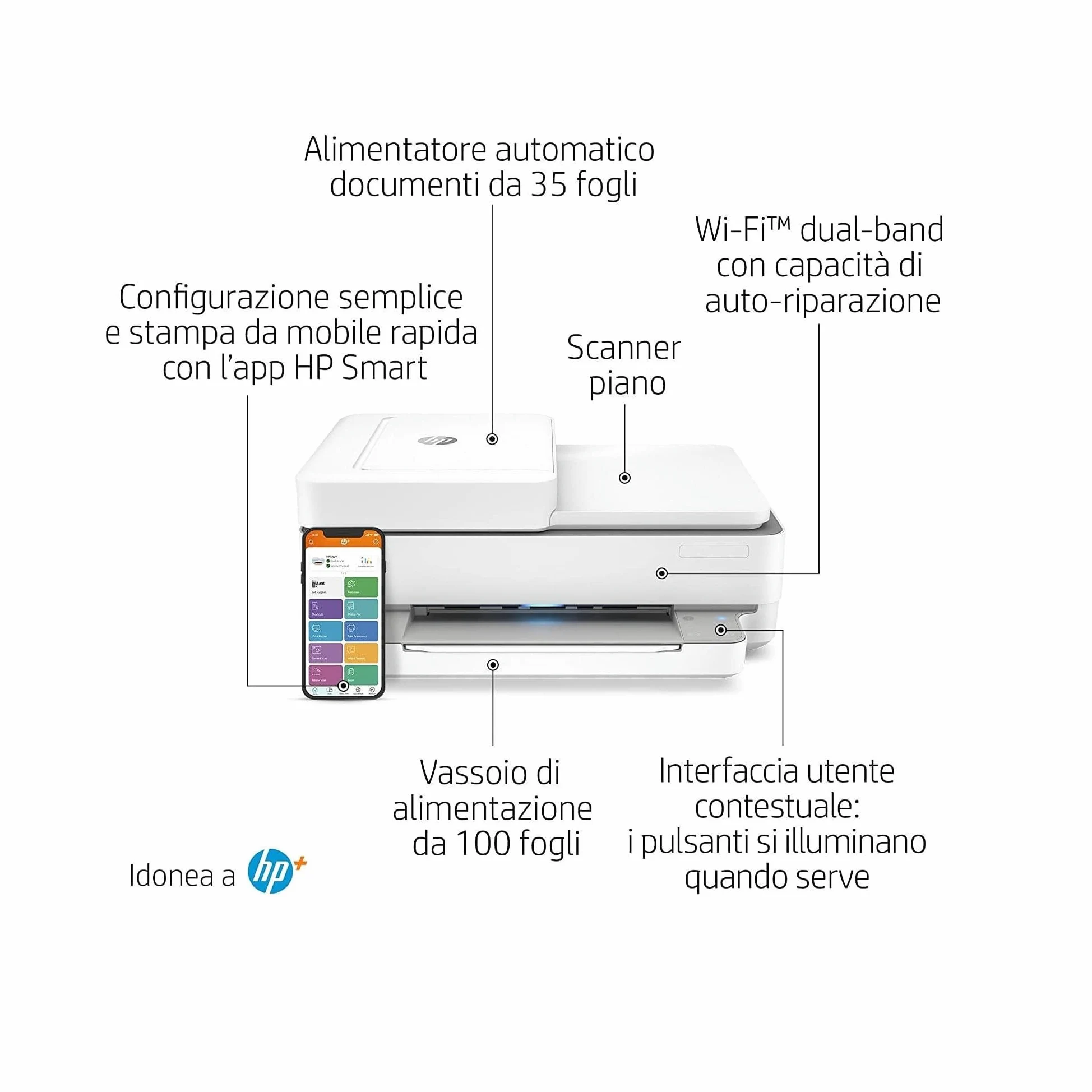 HP DeskJet 4120e Stampante Multifunzione, Bluetooth,36.11 x 43.25 x 17.4 cm, Bianco