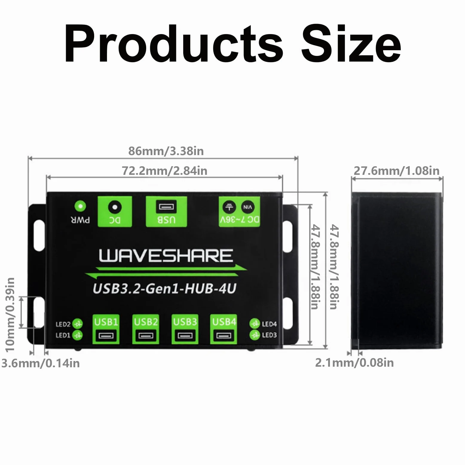 Hub USB 3.2 Gen1 a 4 porte ad alta velocità con 7 interfacce di alimentazione 36V per la ricarica stabile del dispositivo