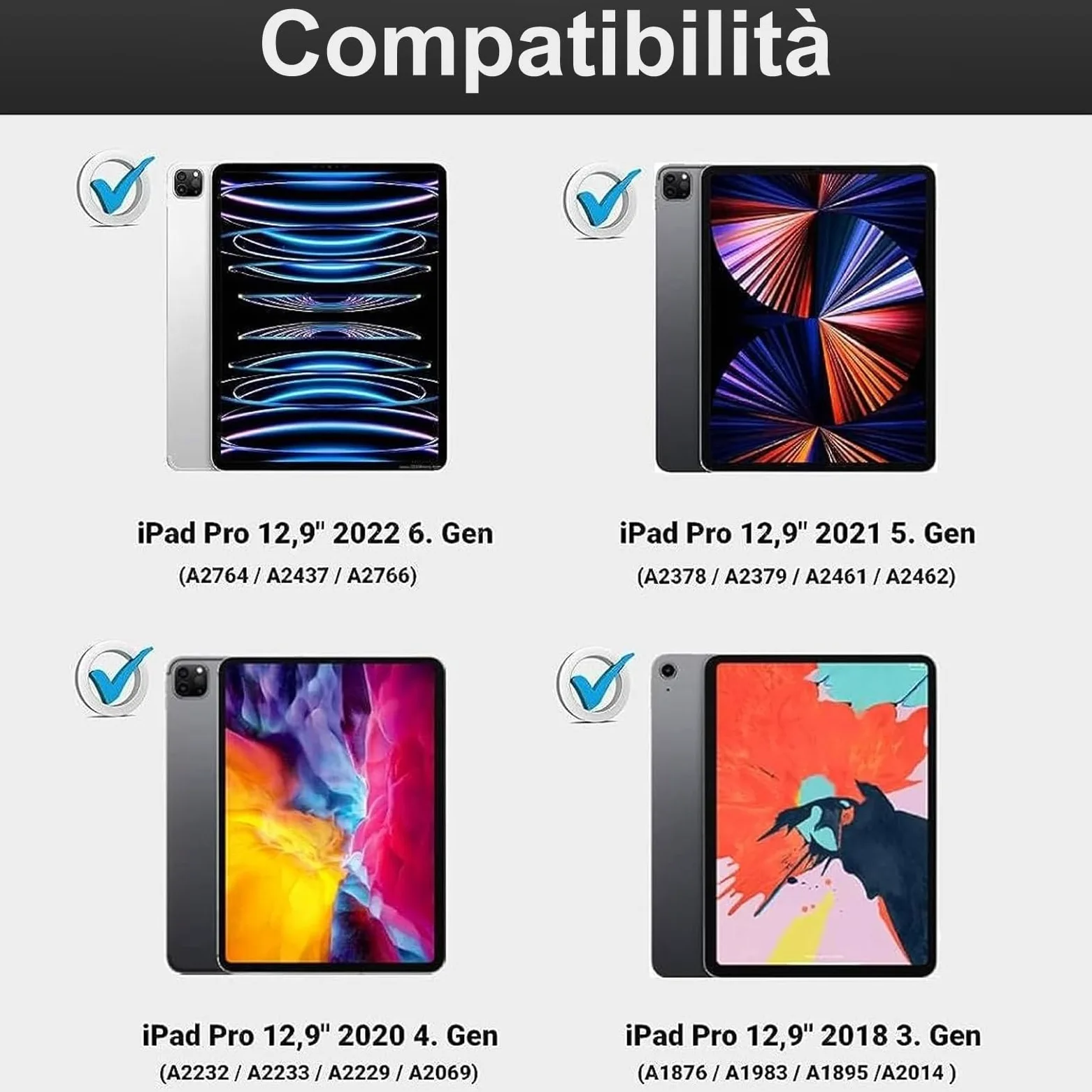 WINCHKING Tastiera per iPad Pro 12.9 con Touchpad, Cover con Tastiera per iPad pro 12.9, Custodia QWERTY Bluetooth Magnetica Keyboard per pro 12.9 pollici 6/5/4/3 Generazione, Azzurro