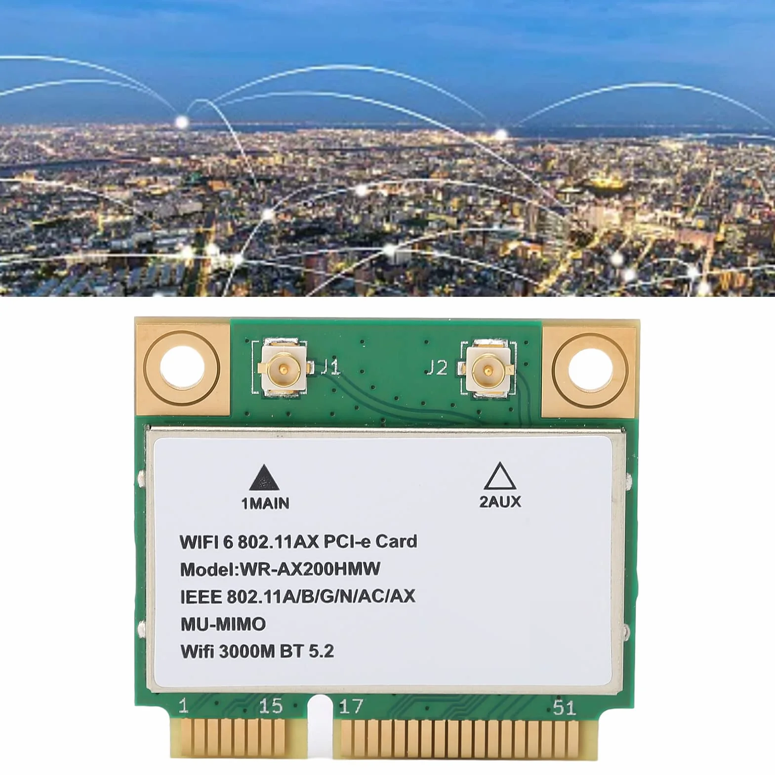 Scheda di Rete Wireless 2.4G/5G Dual Band 2974M WiFi6 MU MIMO per PC con Mini PCIE, Veloce Ed Efficiente, Supporta Notebook, Piccoli Host, Macchine Tutto in, Macchine