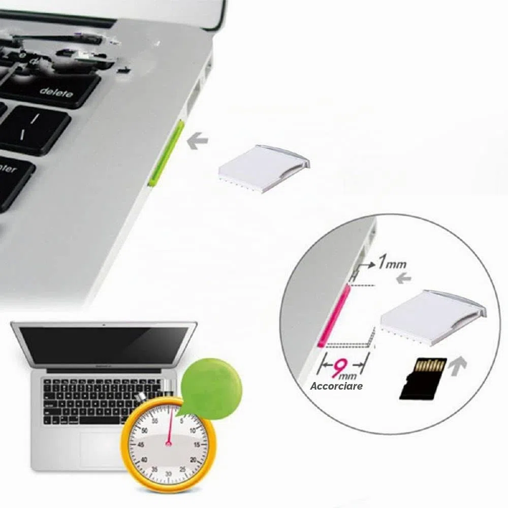 cablecc Micro SD TF a SD Card Kit Mini Adattatore per Extra Storage Air/Pro/Retina Bianco