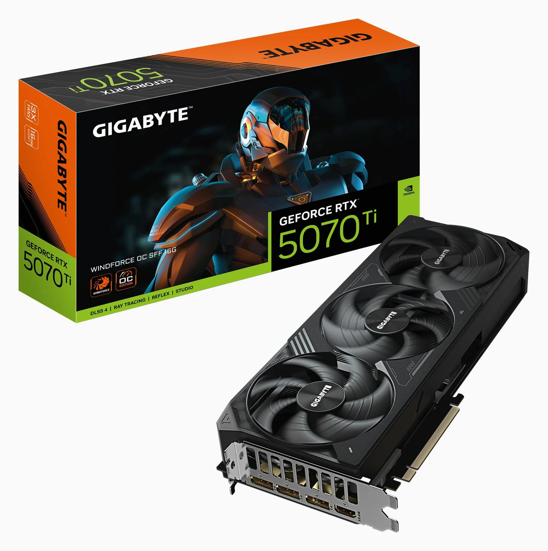 Gigabyte GeForce RTX 5070 Ti WINDFORCE OC SFF 16G Scheda Grafica - 16GB GDDR7, 256 bit, PCI-E 5.0, 2497 MHz Core Clock, 3 x DP 2.1a, 1 x HDMI 2.1b, NVIDIA DLSS 4, GV-N507TWF3OC-16GD