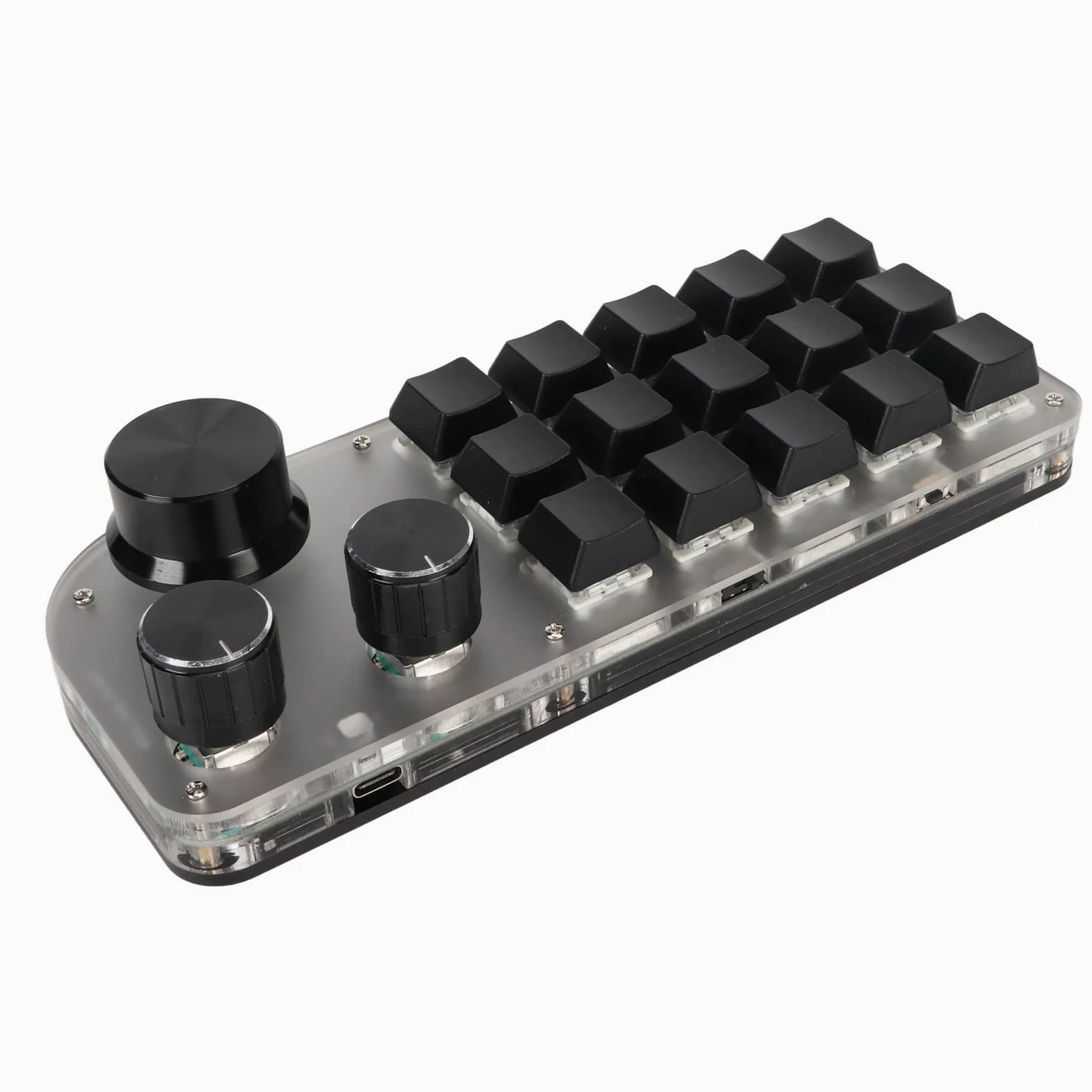 Alomejor Mini Tastiera USB Meccanica Wireless a 15 Tasti con Manopole per Musica da Gioco e Ufficio in Acrilico Bianco