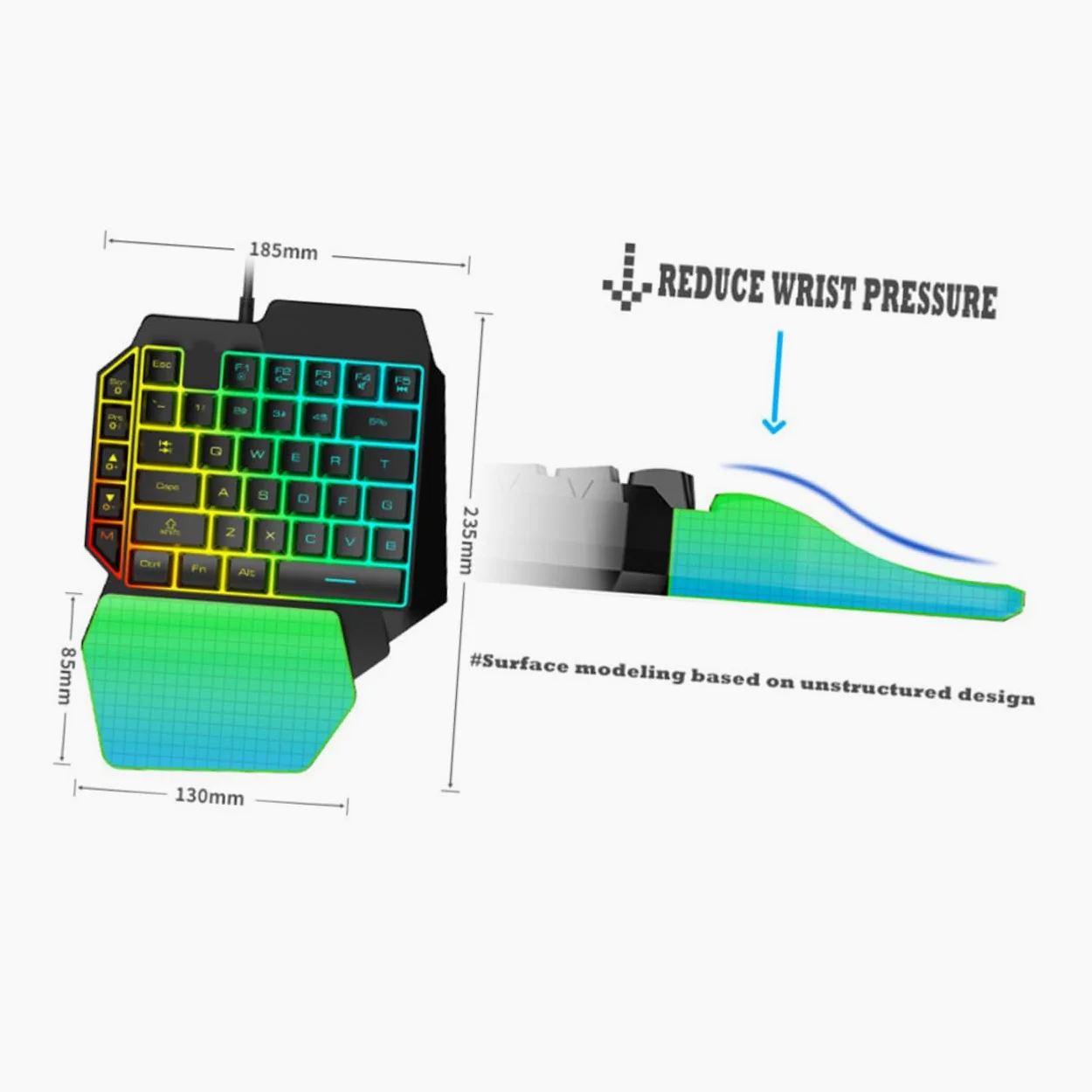 Tastiera Gaming Retroilluminata Cablata con Mouse, per Videogiochi | Abs Nero, Monomanuale per Giovani, Uso in Home Entertainment e Dormitorio, Design Semplice e Pratico