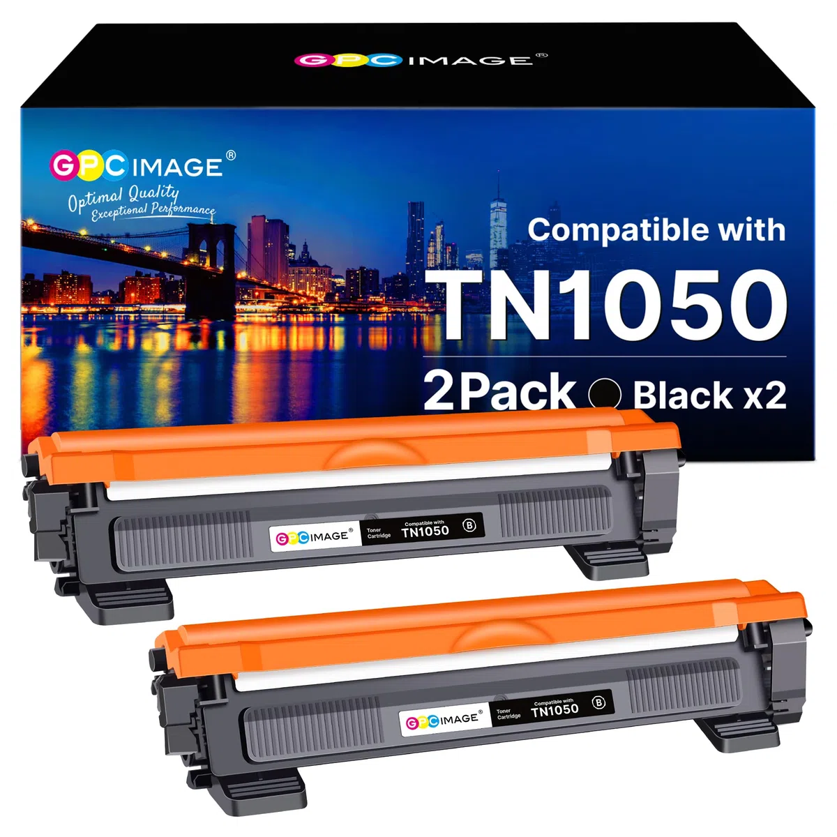 GPC Image TN1050 Compatibili per Brother TN1050 TN-1050 Cartucce di Toner per DCP-1612W DCP-1610W HL-1210W MFC-1910W HL-1112 HL-1212W DCP-1510 MFC-1810 DCP-1612 (Nero, 2-Pack)