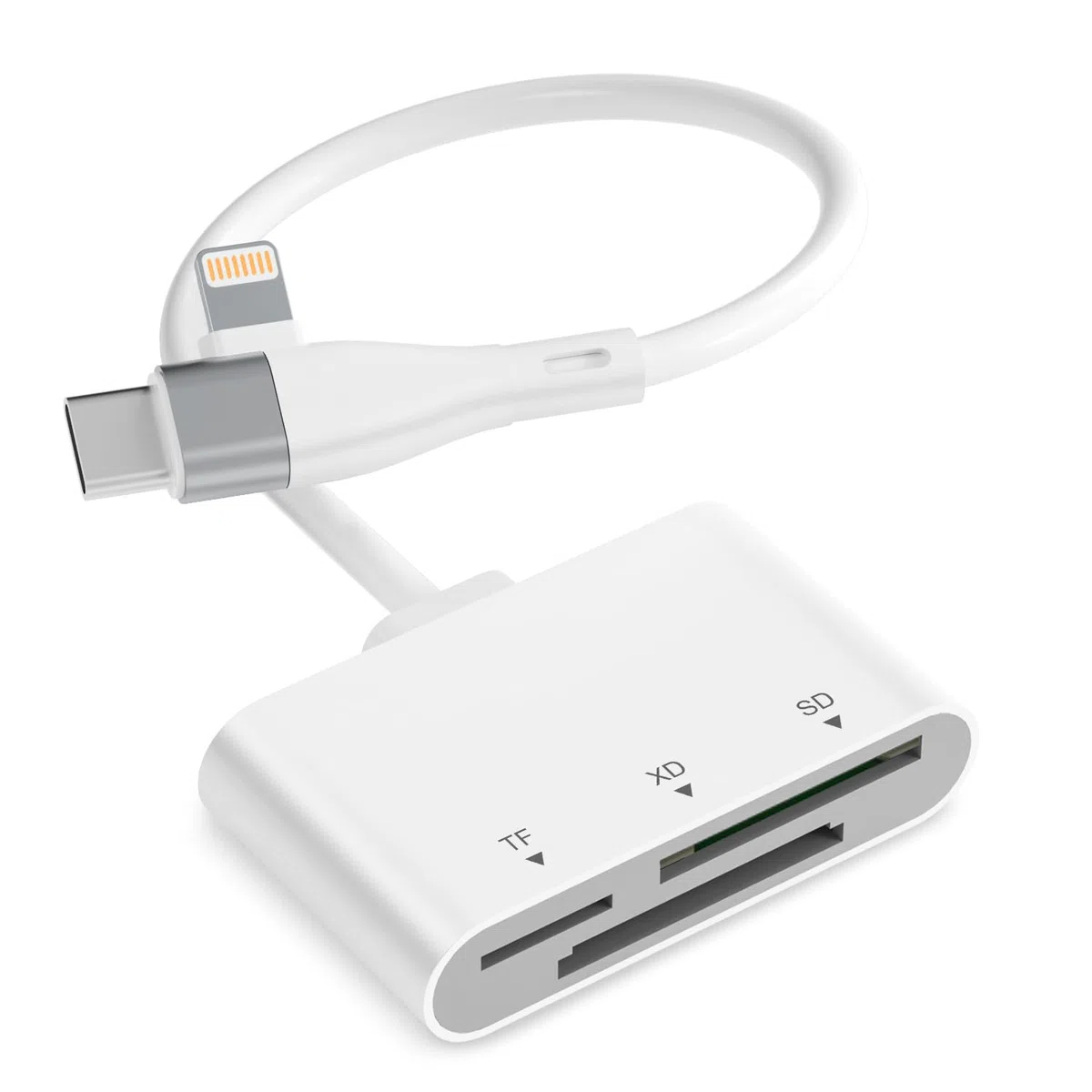 Lettore di schede XD, lettore di schede SD Lightning/USB-C per iPhone, adattatore 3 in 1 SD/TF/XD per iPhone 17/16/15/14/Macbook/Android/PC, compatibile con lettore di schede immagini Olympus xD