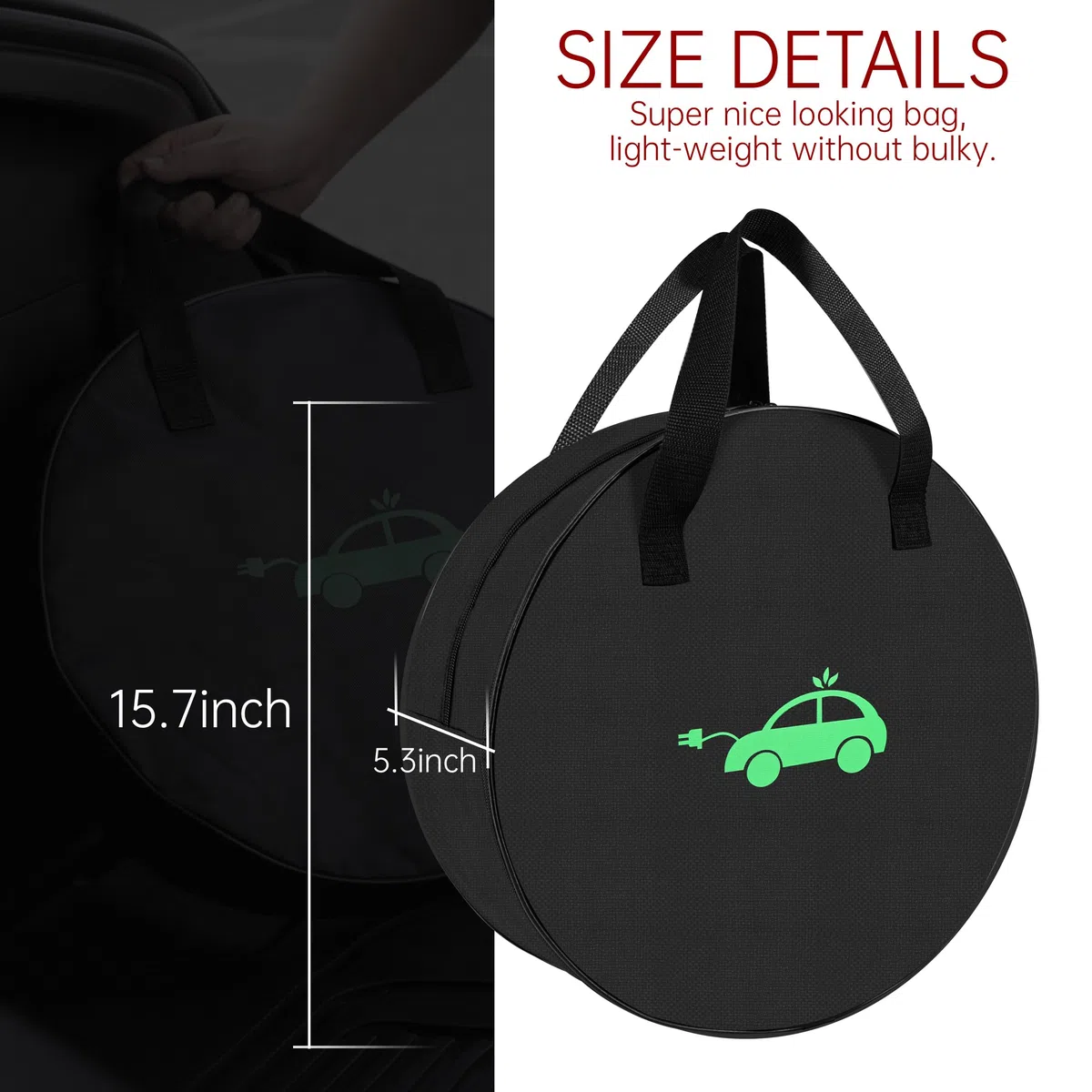 Borsa per Cavi di EV - Portatile per Cavo di Ricarica Auto Elettrica | Tessuto Oxford | Grande Capacità Organizer per tutti i Cavo di Prolung, Dimensioni 40 * 40 * 13 cm
