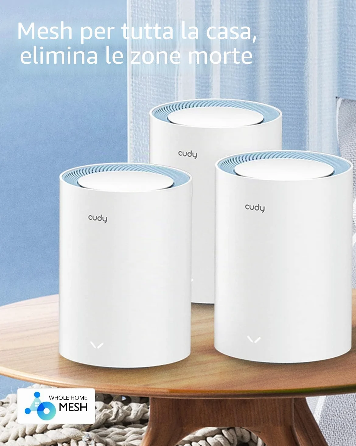 Cudy AC1200 Sistema WiFi a rete per tutta la casa, Router WiFi a doppia banda AC1200, Range Extender, VPN, IPv6, DDNS, M1200 confezione da 3