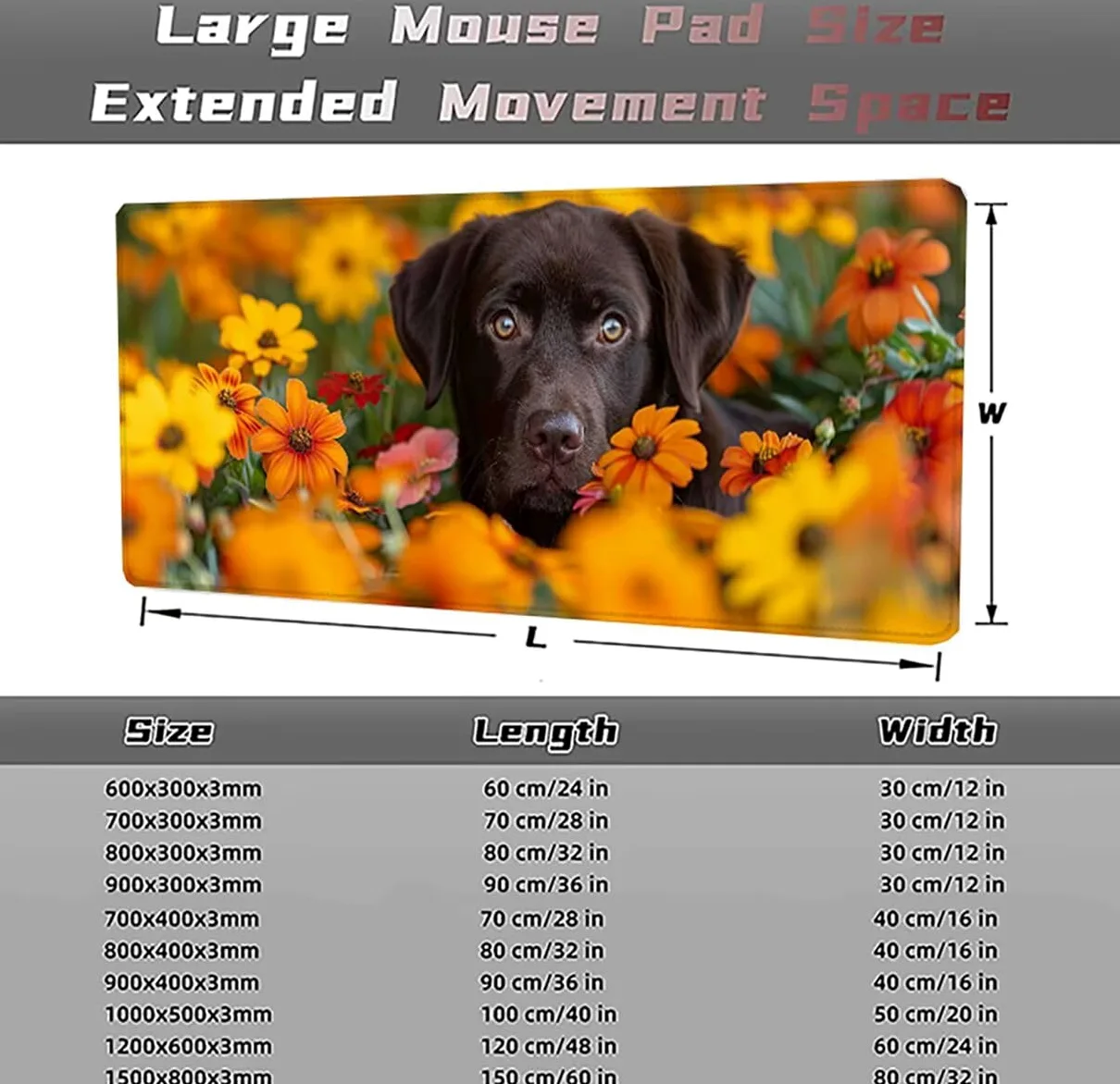Tappetino per Mouse Gaming XXL 1200x600x3mm– Ufficio Mousepad Grande – Migliora la Velocità e la Precisione Tenuta Stabile Sottomano per Ufficio e Casa Accessori Scrivania Cane PjY12069 N-U