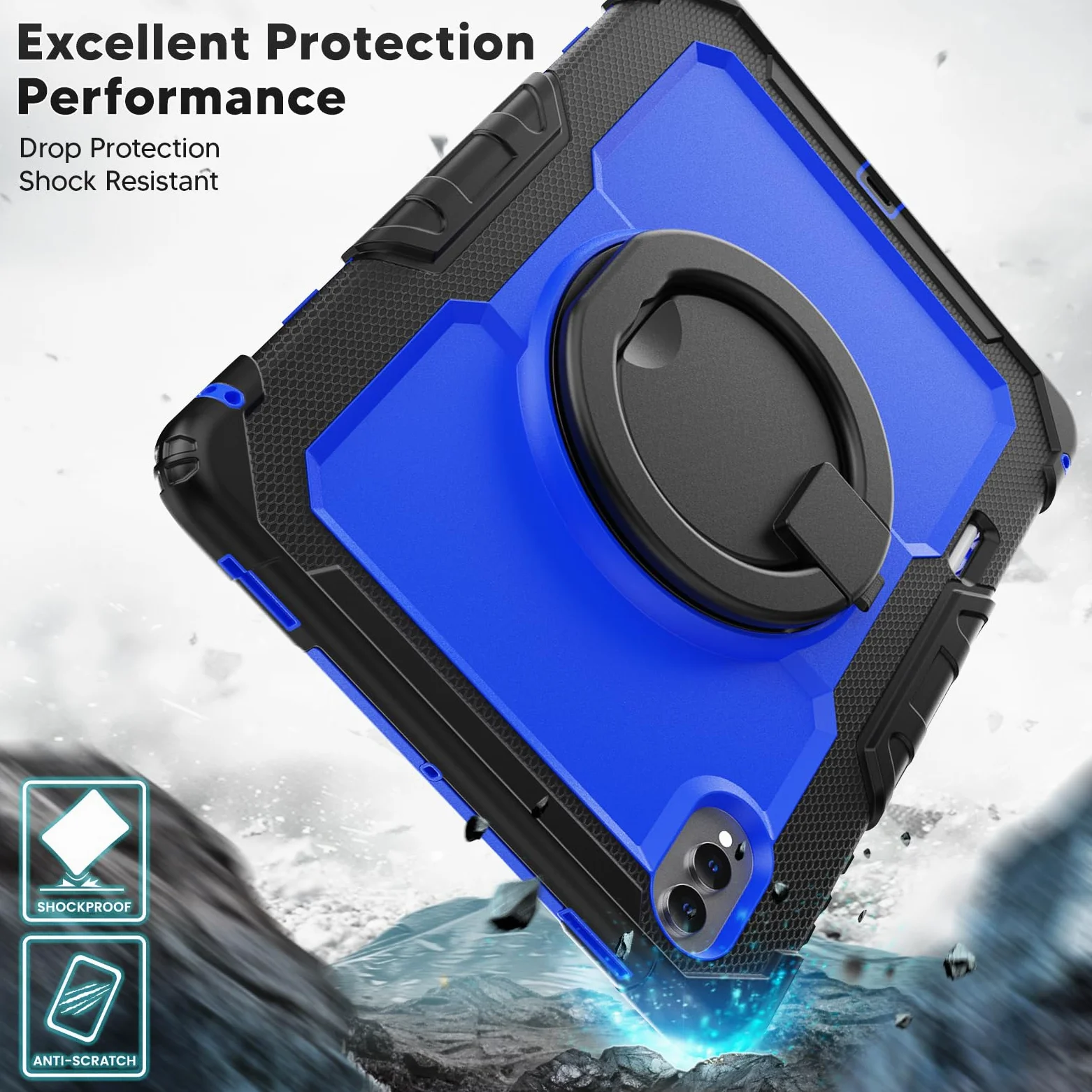 Custodia a tracolla per Samsung Galaxy Tab S11 Ultra 5G 14,6 pollici 2025, custodia protettiva antiurto con cavalletto, manico, slot per penna, tracolla regolabile, per bambini e adulti (PC blu)