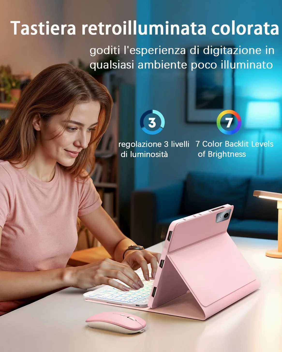 Per Lenovo Tab M11 (TB330) 2024 11 Pollici/Lenovo Idea Tab (TB-336ZU TB-336FU) 2025 11 Pollici Cover Con Wireless Bluetooth Italiano (QWERTY) Tastiera Retroilluminati e Mouse Backlit Keyboard Case