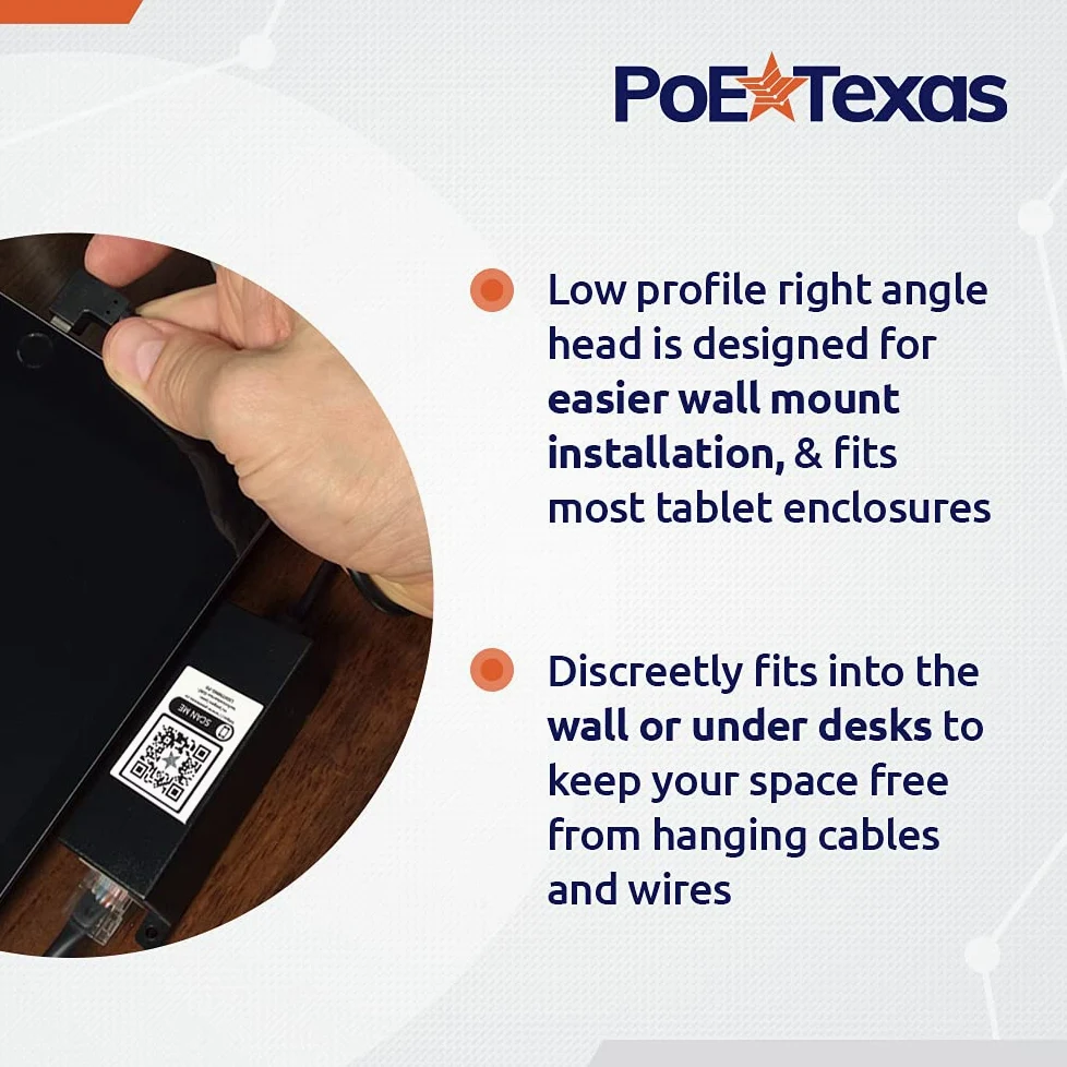 PoE Texas Adattatore da Ethernet a Lightning, alimentazione e dati da 12 W