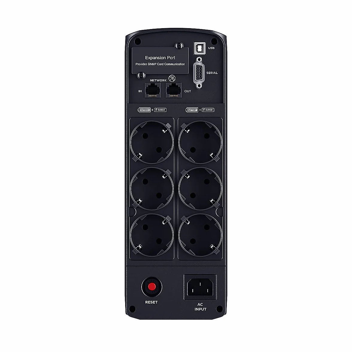 CyberPower CP1600EPFCLCD Line-Interactive UPS 1600VA/1000W Onda sinusoidale pura, AVR, LCD, USB (HID), DB9, RJ45 Lan Protection, 6x Schuko, porta per comunicazione di rete, caricatore USB A+C