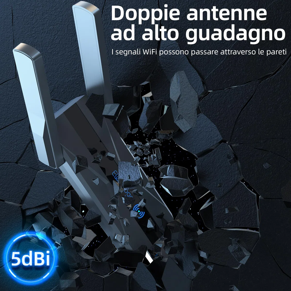 ElecMoga WiFi USB, 1300Mbps Chiavetta WiFi per PC Fisso, 3.0 USB WiFi Antenna WiFi 2.4GHz/5.8GHz Dual Band Chiavetta Internet per PC/Desktop/Laptopper, WiFi Portatile per Windows 11/10/7/XP/Mac OS X