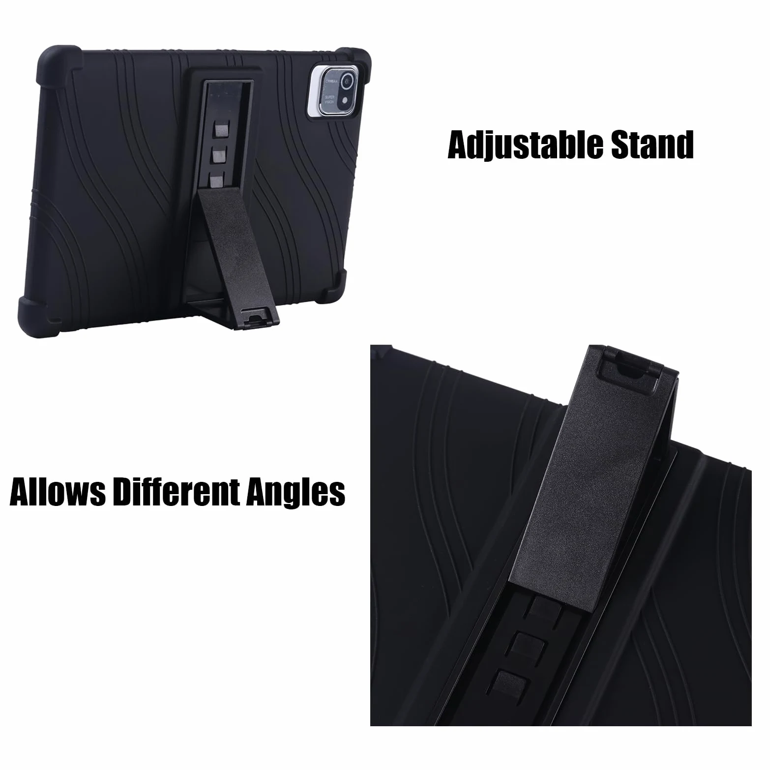Custodia in silicone per Callsky-Tab 10.1 pollici Android Tablet caso, custodia per bambini per Callsky 10.1 pollici supporto regolabile (nero)