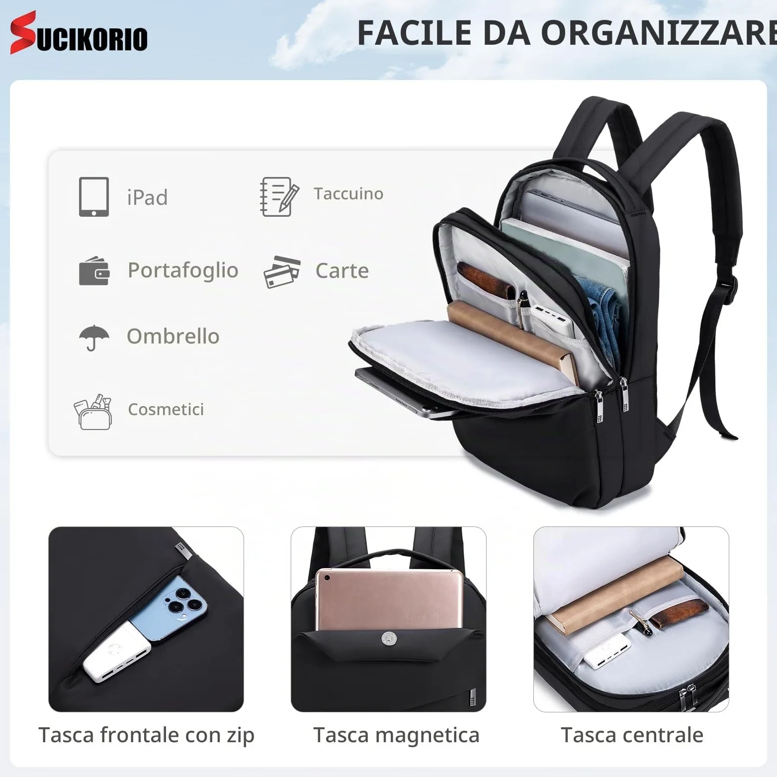 40X30X10cm Lufthansa Air France British Airways Zaino da Viaggio Aereo Bagaglio a Mano, Impermeabile Nylon Zaini Bagaglio a Mano Uomo Donna Zainetto Porta PC 14 Pollici per Scuola, Viaggio