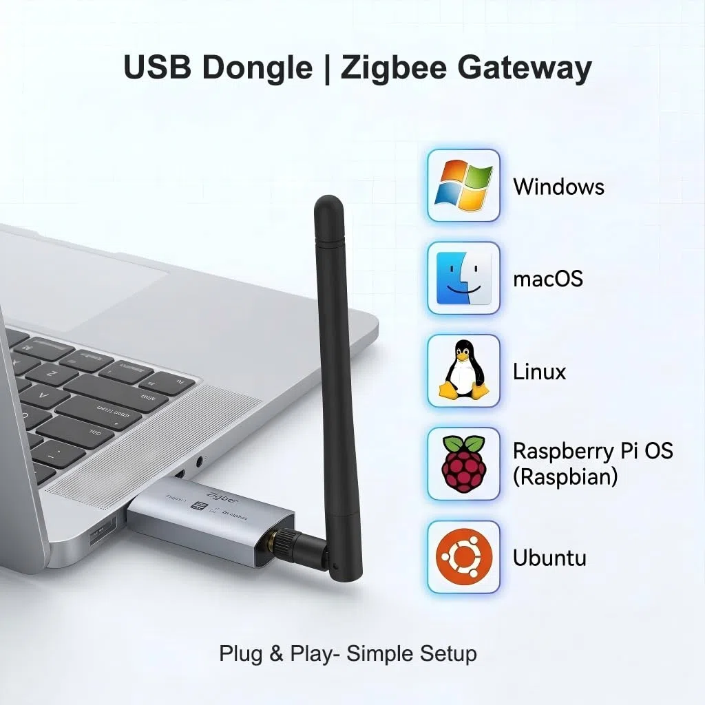 Zigbee 3.0 USB Dongle, Zigbee Gateway con chip EFR32MG21 e antenna esterna SMA, hub USB Zigbee universale, coordinatore per Home Assistant, Zigbee2MQTT, OpenHAB, Plug & Play