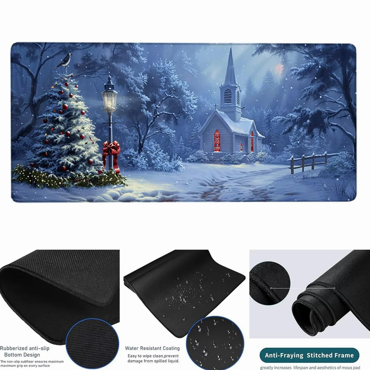 Tappetino Mouse Grigio Tappetino Mouse Grande Inverno Esteso Gaming Mousepad XXL 1500x800x3 mm, Base in Gomma Impermeabile e Antiscivolo Sottomano Scrivania per Gaming, Laptop, Accessori Scrivania 8-H