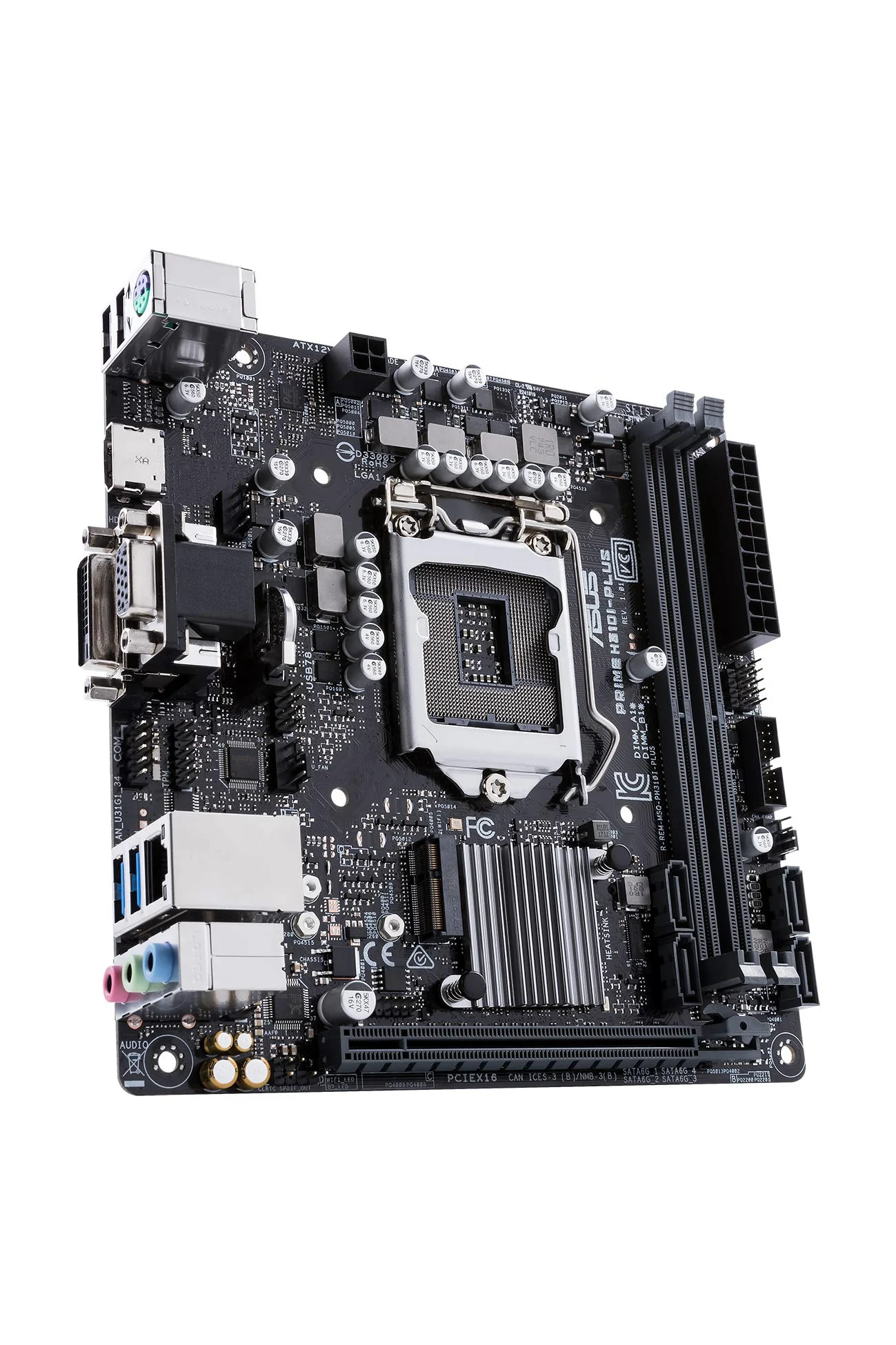 Asus PRIME H310I-PLUS/CSM Scheda Madre Mini-ITX, Intel LGA-1151 con DDR4 a 2666 MHz, Chiave M.2 e Supporto M.2 E, HDMI, SATA 6 Gbps e USB 3.1 Gen1, Nero