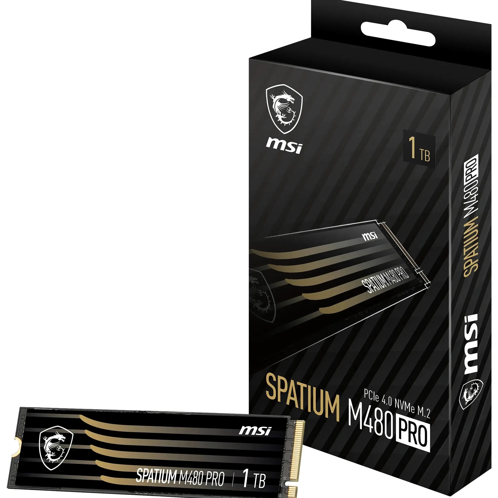 MSI SPATIUM M480 PRO SSD 1TB – SSD Interno M.2 NVMe PCIe 4.0, 7400 MB/s in Lettura & 6000 MB/s in Scrittura, 3D NAND, Sicurezza Dati Integrata, Center – Garanzia 5 Anni (700 TBW)