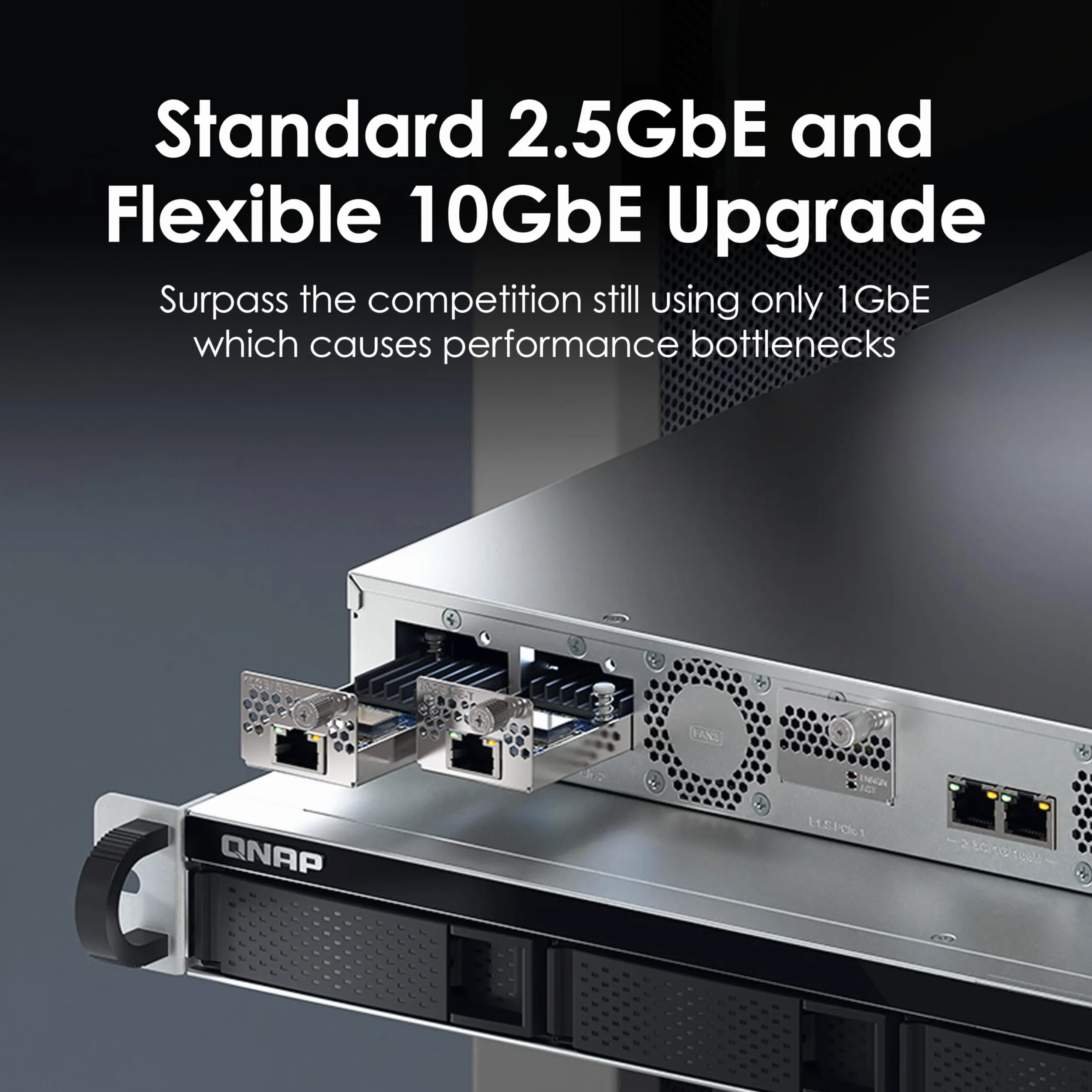 QNAP TS-h765eU-8G-US NAS a 4 alloggiamenti a breve profondità 1U con 3 slot NVMe PCIe E1.S/M.2