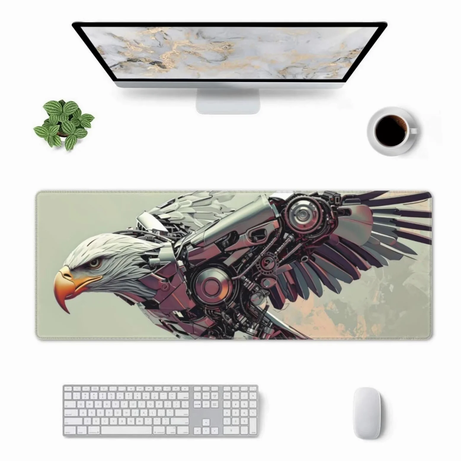 Tappetino Mouse, Tappetino Mouse Gaming Grande XXL 1500x800x3mm Tappetino Scrivania Mouse Pad, Base in Gomma Antiscivolo, Bordi Cuciti,Lavabile, Mousepad per Ufficio e Gaming (aquila) R-442