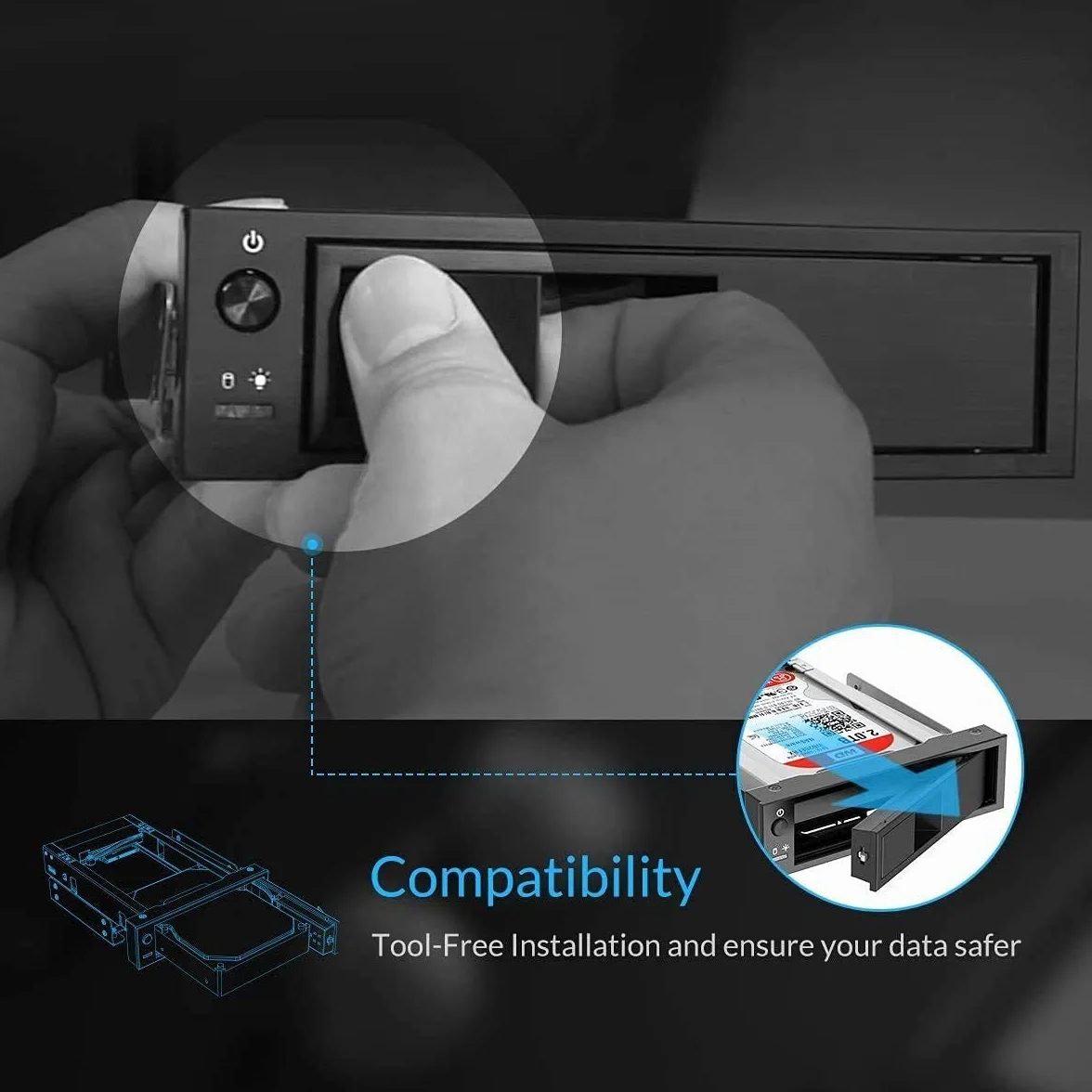 ORICO Rack Portatile Struttura Spazio Interno CD-Rom 3.5 Pollici SATA HDD/Case HDD Case - Nero(1106SS)