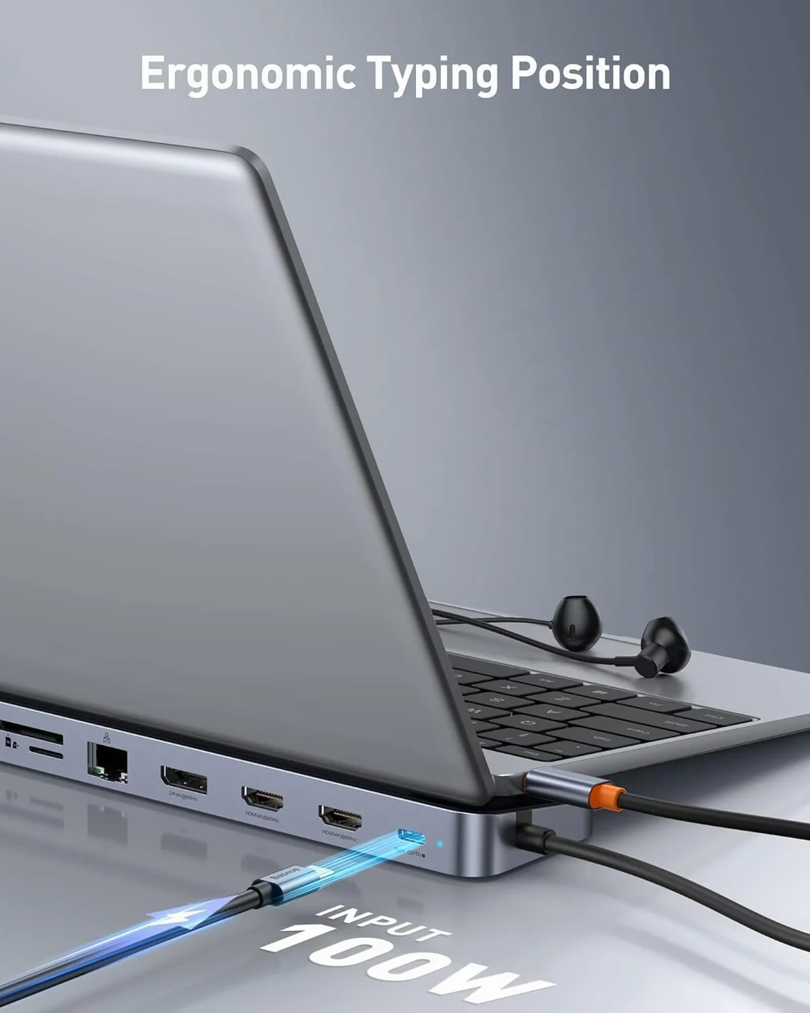 Baseus Docking station per computer portatile, 4K Multitasking Docking Station con 2 HDMI+DP, PD, 3 USB-A, RJ45, Audio, lettore di schede TF/SD, hub USB compatibile per MacBook/Dell/HP/Surface/Lenovo