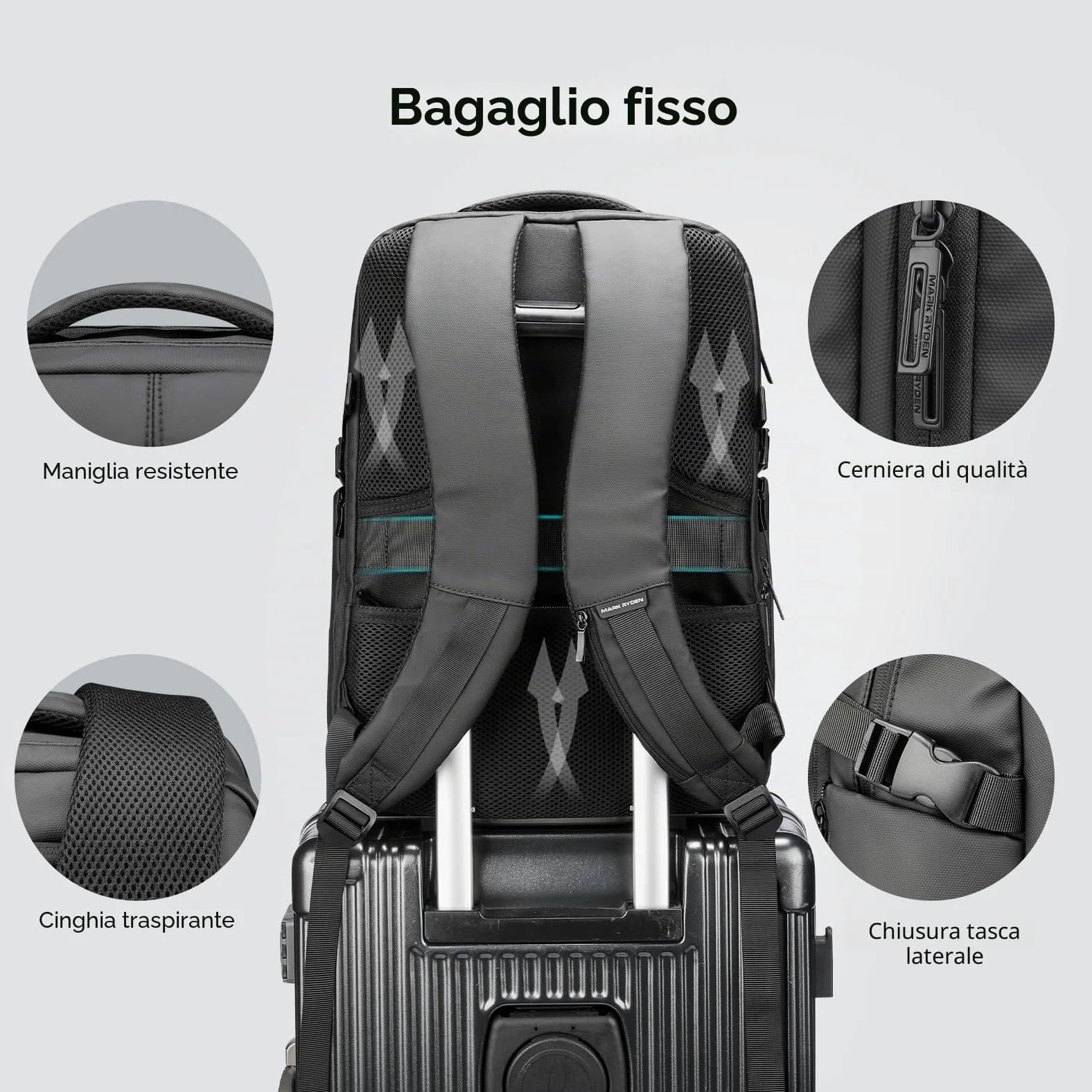 MARK RYDEN Zaino per Computer Portatile da 15.6 Pollici per Laptop PC Anti Borseggio Anti Graffio Zaino da Lavoro Impermeabile con Presa Ricarica USB per Viaggiare Scuola e Ufficio