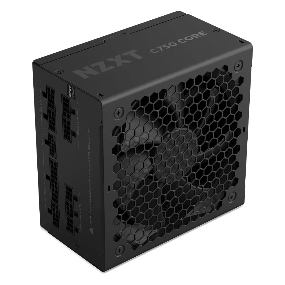 NZXT C750 Gold Core – PSU ATX 3.1 750W – 80 PLUS Gold – Cybenetics Platinum – Completamente modulare – PCIe 5.1 300W 12V-2x6 – Ventola 0 RPM – Condensatori 105 °C – Nero