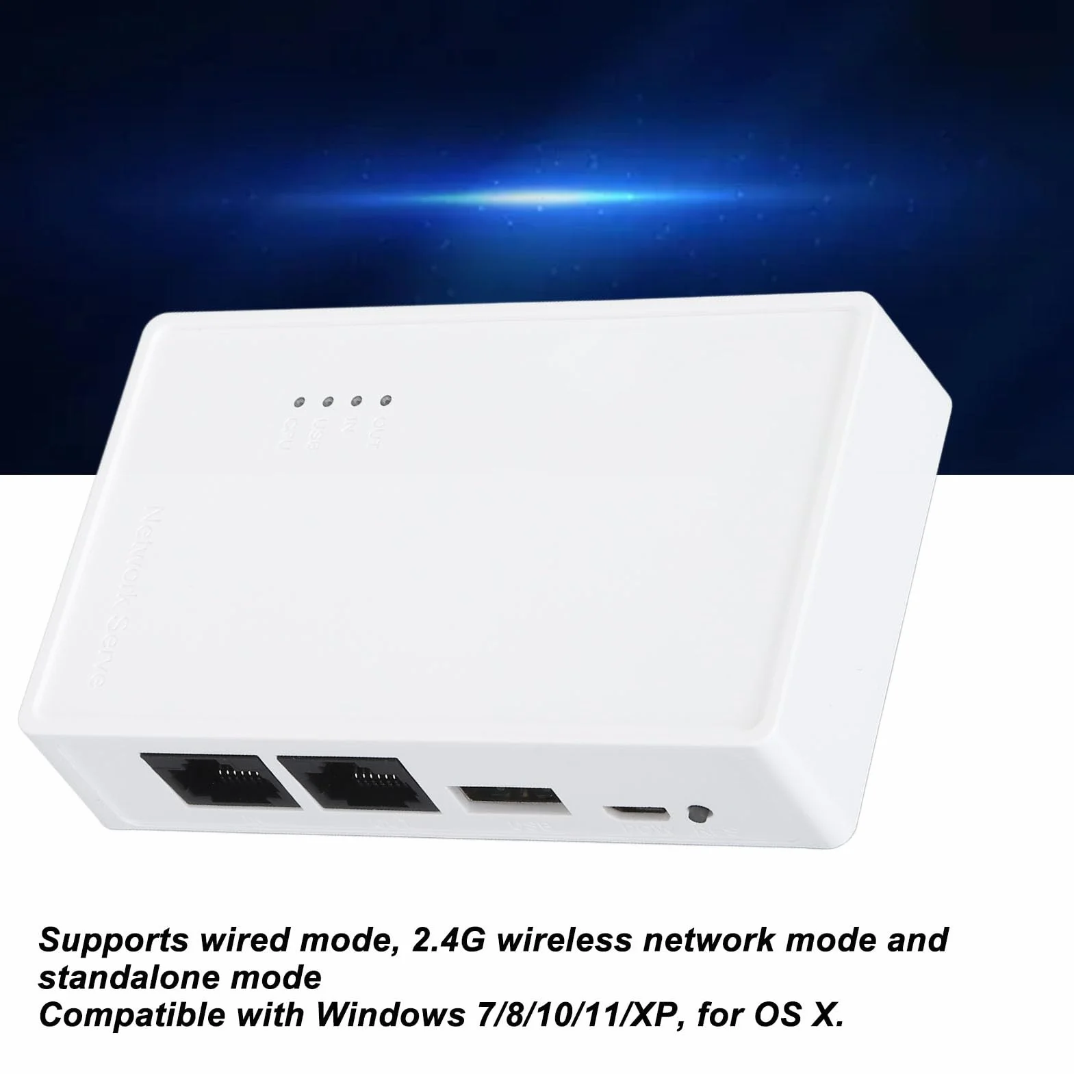 Server di Stampa Wireless USB, Server di Stampa con LAN/Bridge 10/100 Mbps, Supporto modalità Cablata/Wireless/standalone, per Windows, e Tutte Le Stampanti Supportate da