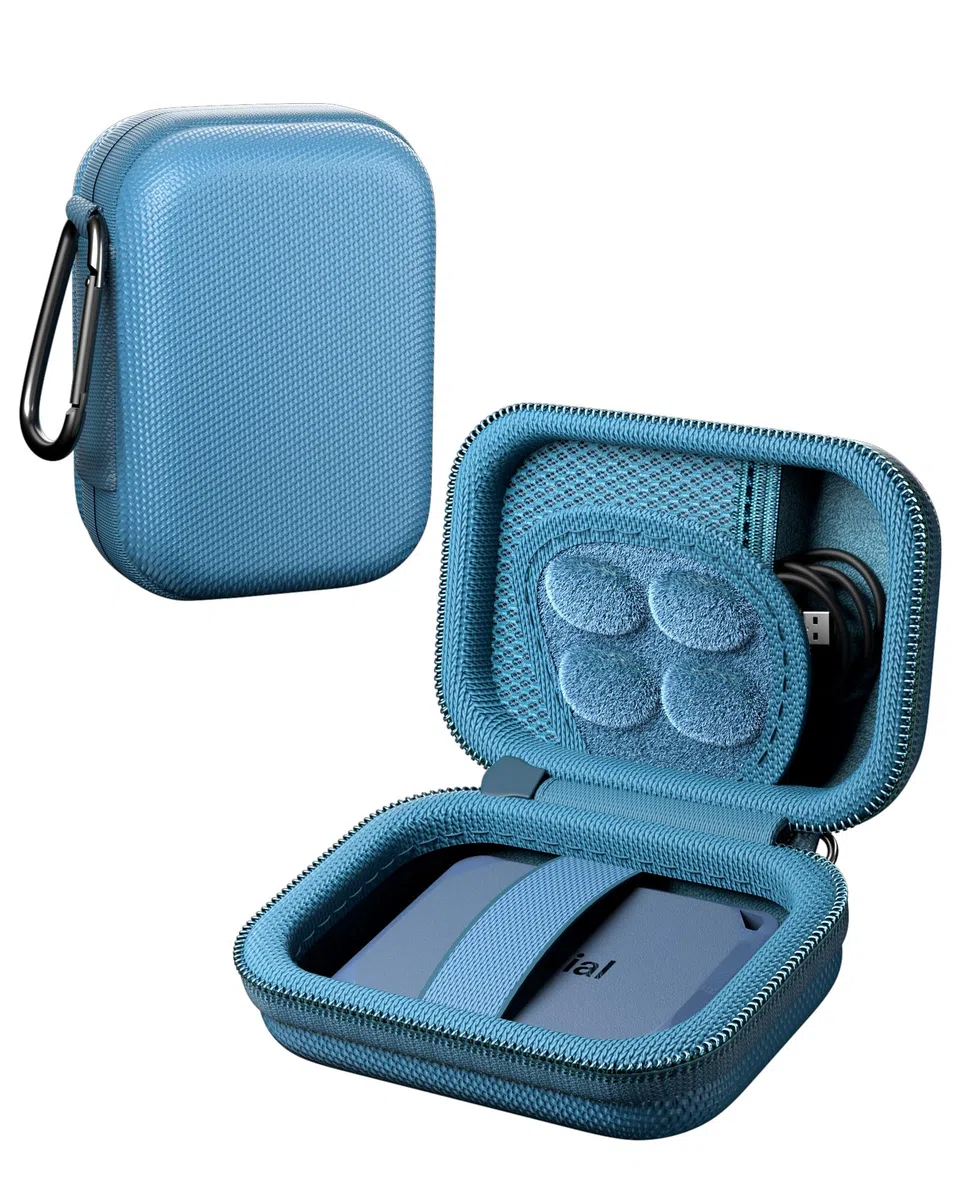 ProCase Custodia Rigida per SSD Esterno Crucial X10/X9/X10 Pro/X9 Pro - Borsa Portatile per Unità Stato Solido 1TB-8TB, Shockproof, Organizer per Cavi e Accessori, Blu
