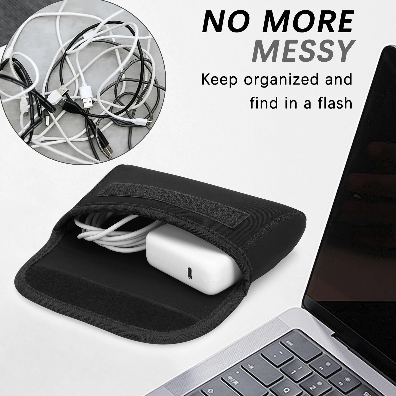 Piccola custodia tecnologica in neoprene, borsa organizer per cavi da viaggio, accessori elettronici, borse per il trasporto di alimentatori MacBook, power bank, mouse wireless, caricabatterie