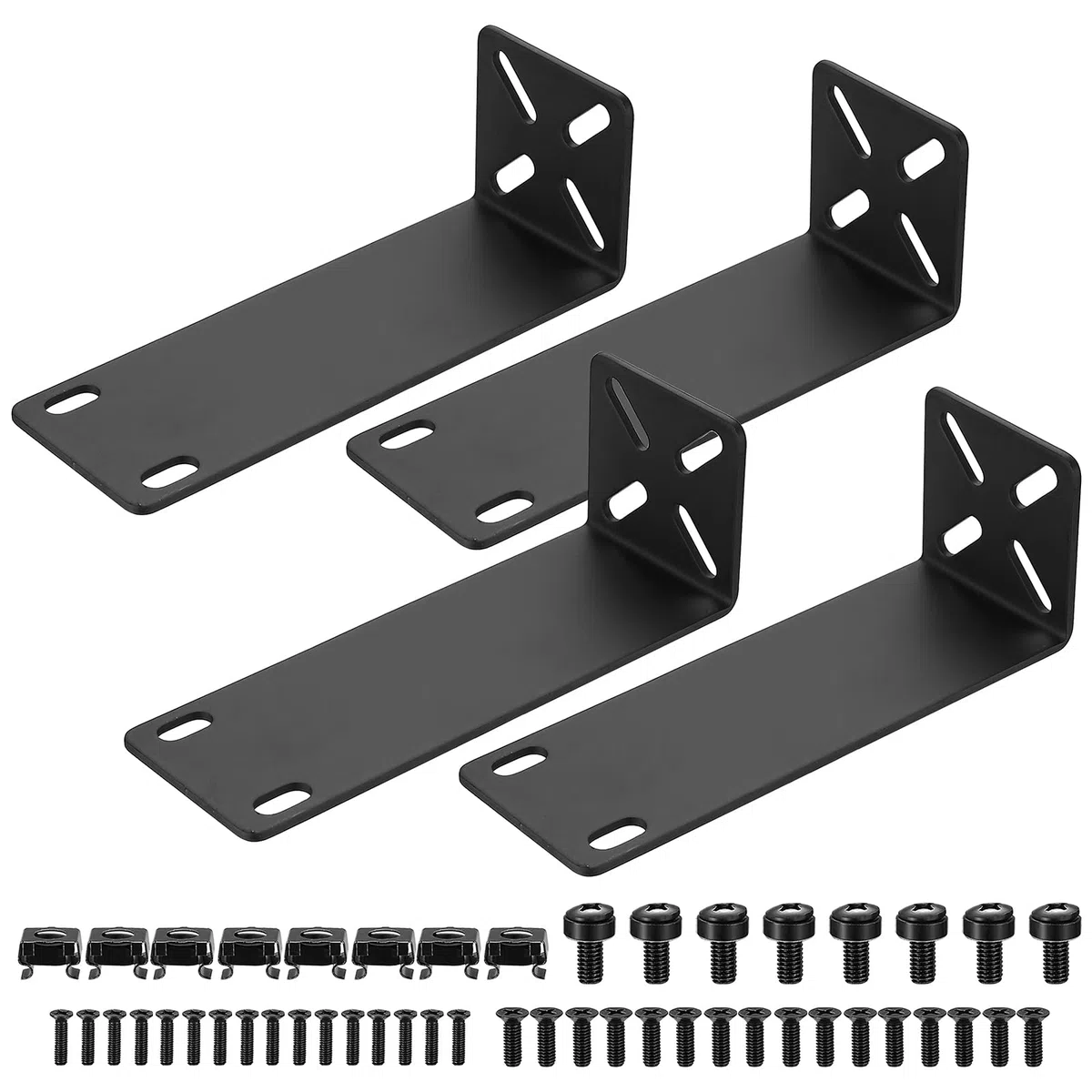 Kit di Montaggio su Rack Regolabile da 14-30 mm, Attacchi Rack da 19 Pollici, Montaggio Switch Compatibili con Netgear TRENDnet Cisco D-Link HP, per Dispositivi da 7,9" di Larghezza a 19" (143 mm)