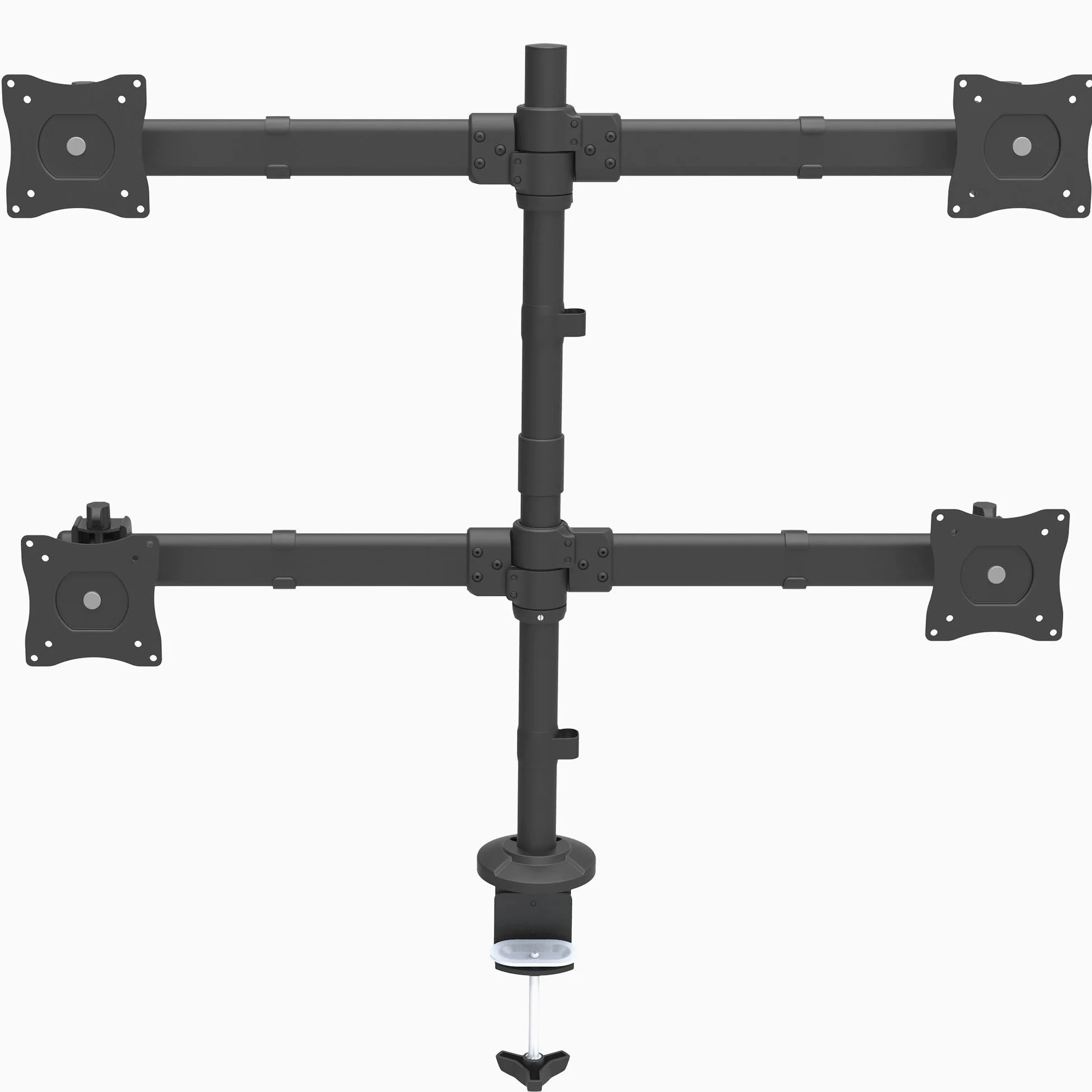 StarTech Braccio Scrivania 4 Monitor VESA 27" 8Kg Articolato (ARMQUAD) | Configurazione 2x2, Palo con Altezza Regolabile, Morsetto o Passacavo