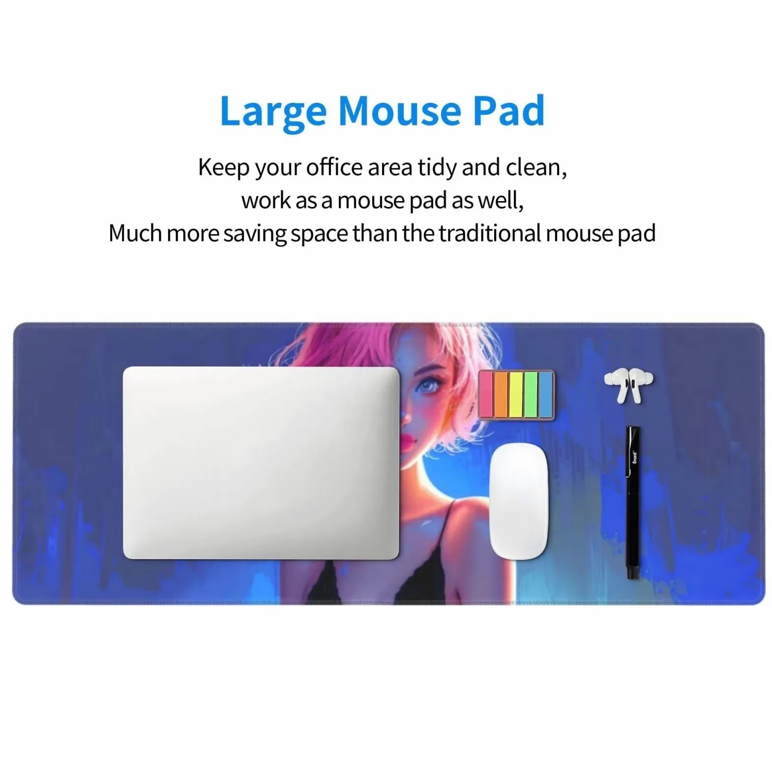 Tappetino Mouse, Tappetino Mouse Gaming Grande XXL 1500x800x3mm Tappetino Scrivania Mouse Pad, Base in Gomma Antiscivolo, Bordi Cuciti,Lavabile, Mousepad per Ufficio e Gaming (Ragazza sexy) R-694
