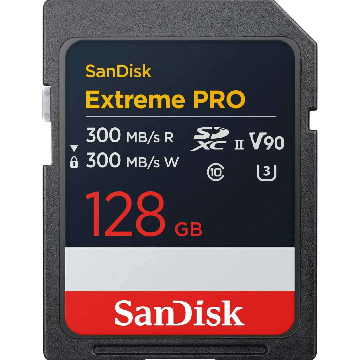 SANDISK Extreme PRO 128GB scheda SDXC (SD Card, V90, UHS-II, velocità di lettura fino a 300 MB/s, velocità di scrittura fino a 300 MB/s, V90, Video in 8K di qualità cinematografica)