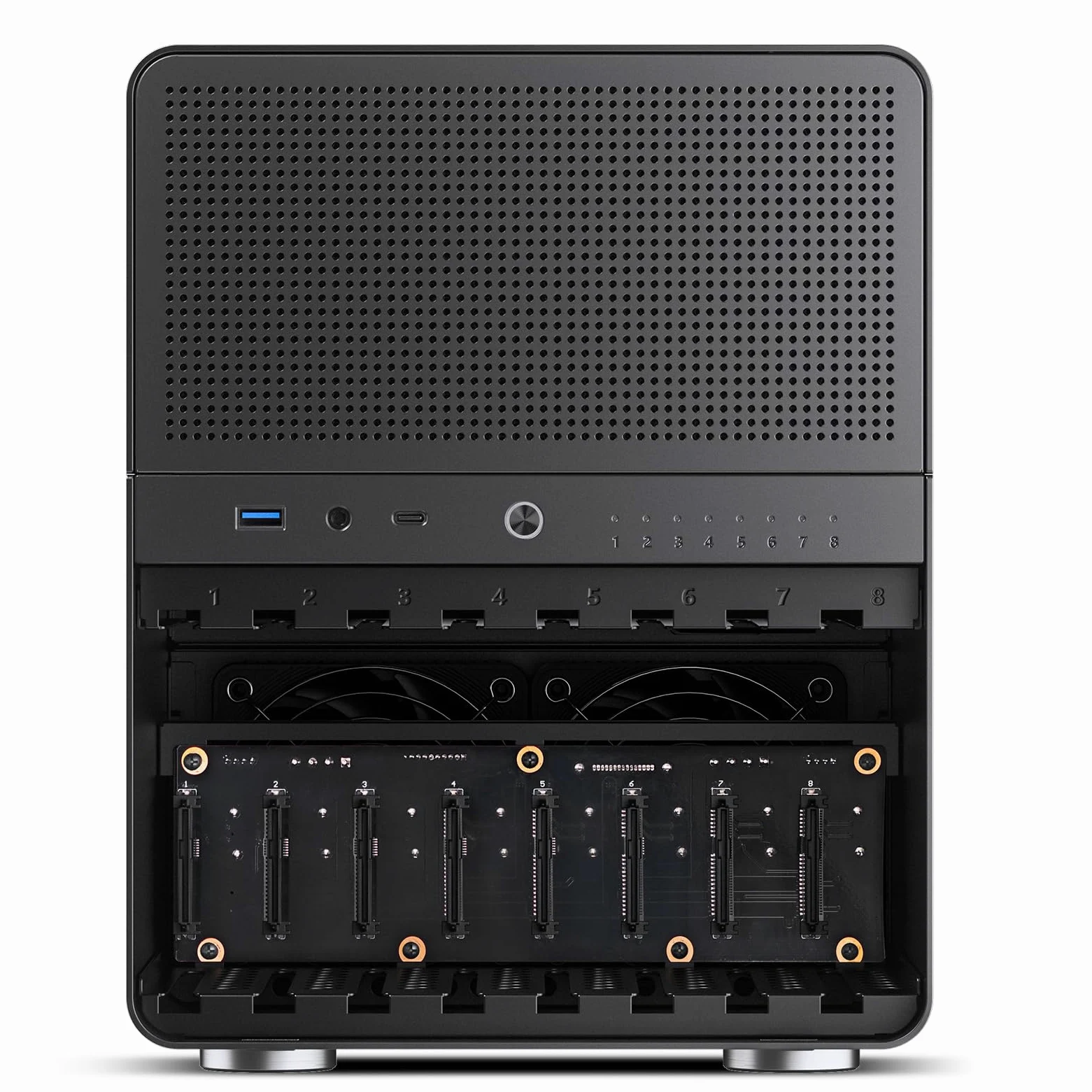 Jonsbo N3 NAS Case Nero – Case Mini-ITX compatto in alluminio per 8x HDD da 3,5", hot-swap, 2 ventole da 80 mm, alimentatore SFX, USB-C