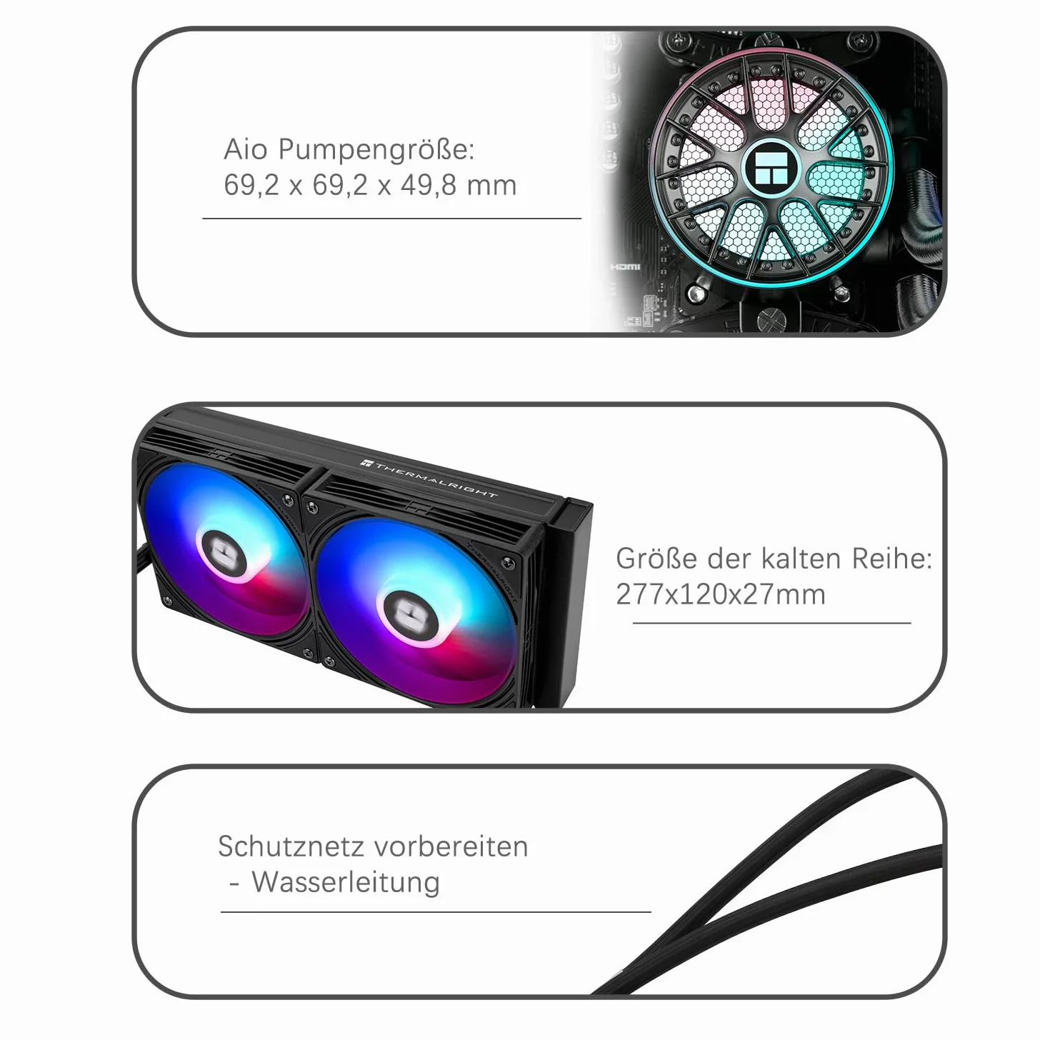TR-Thermalright AQUA ELITE 240 V6 ARGB - Radiatore CPU liquido, 240mm Raffreddamento Aio, doppia ventola PWM ARGB, per AM4/AM5, Intel LGA1851/1700/115x/1200 (Nero)