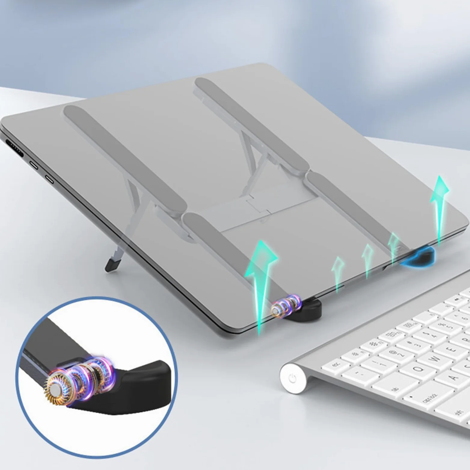 Laptop Docking Stand Base in Lega di Alluminio con USB HUB e Supporto per | Holder Portatile per Laptop Per Casa Ufficio Scrivania Viaggio Business e