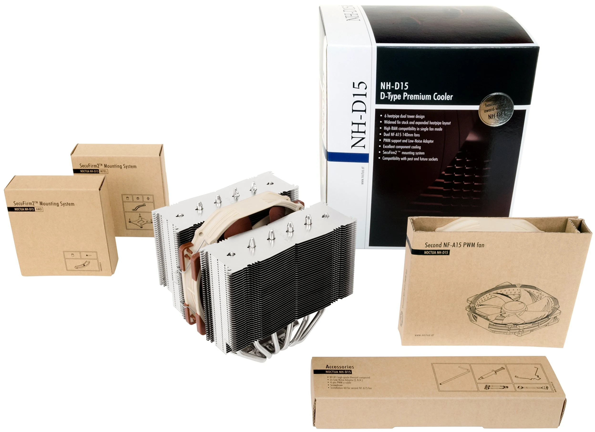 Noctua NH-D15, Dissipatore di Calore a Doppia Torre di Qualità Premium per CPU (Marrone)