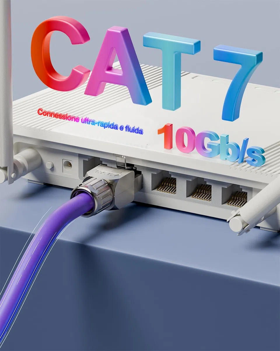 VCELINK Connettori RJ45 CAT7 Senza Attrezzi, Plug Schermati in Lega di Zinco, 10 Gbps, Compatibili Cavi 22-24 AWG, 4 Pezzi