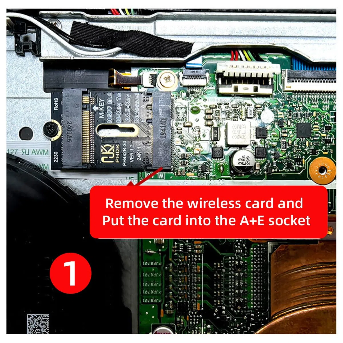 cablecc NGFF M.2 Key A+E a PCI-E 4.0 NVME M-key con adattatore di estensione della staffa per scheda madre del laptop SSD 2230 2280